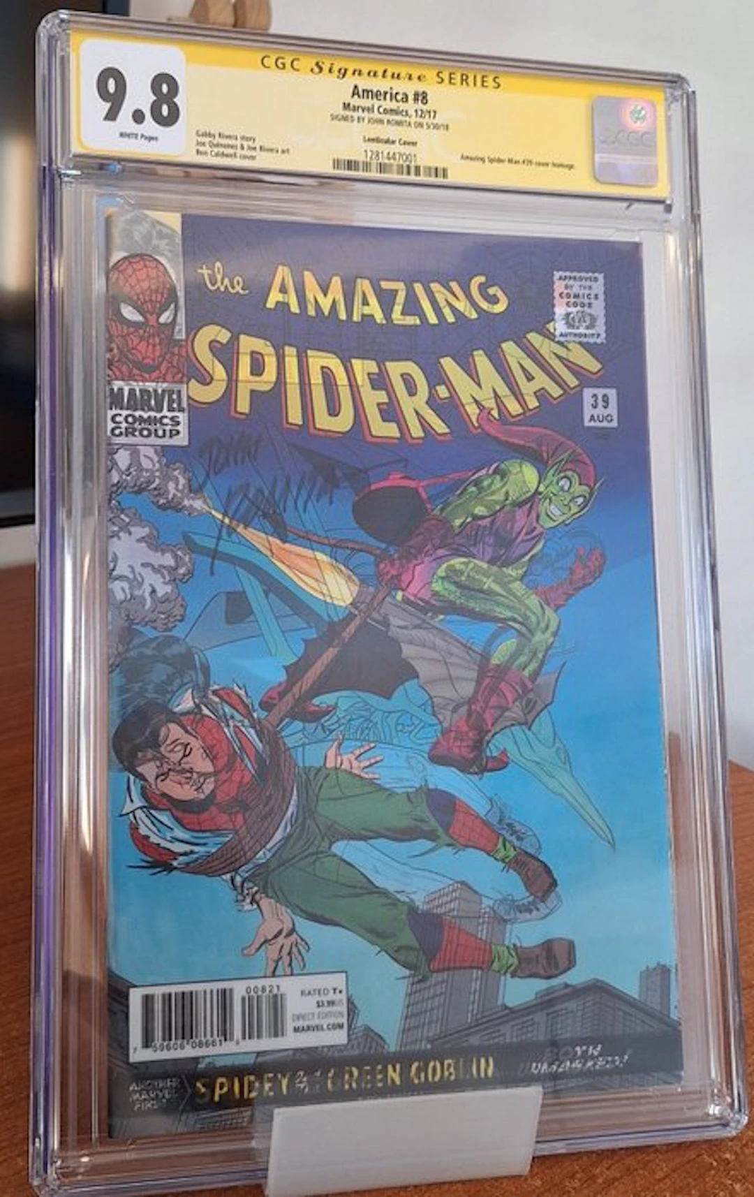 America #8 - Lenticular Cover - Signed by John Romita Sr