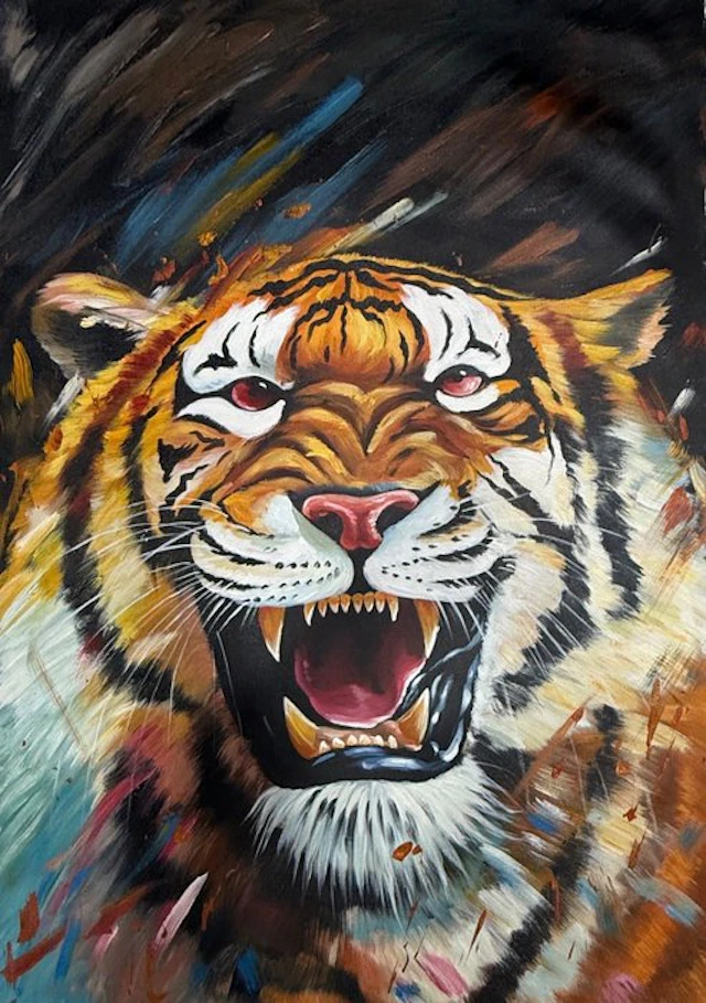 Trinh Ngoc (1992) - Le Tigre ↑100 →70 cm - Livraison gratuite