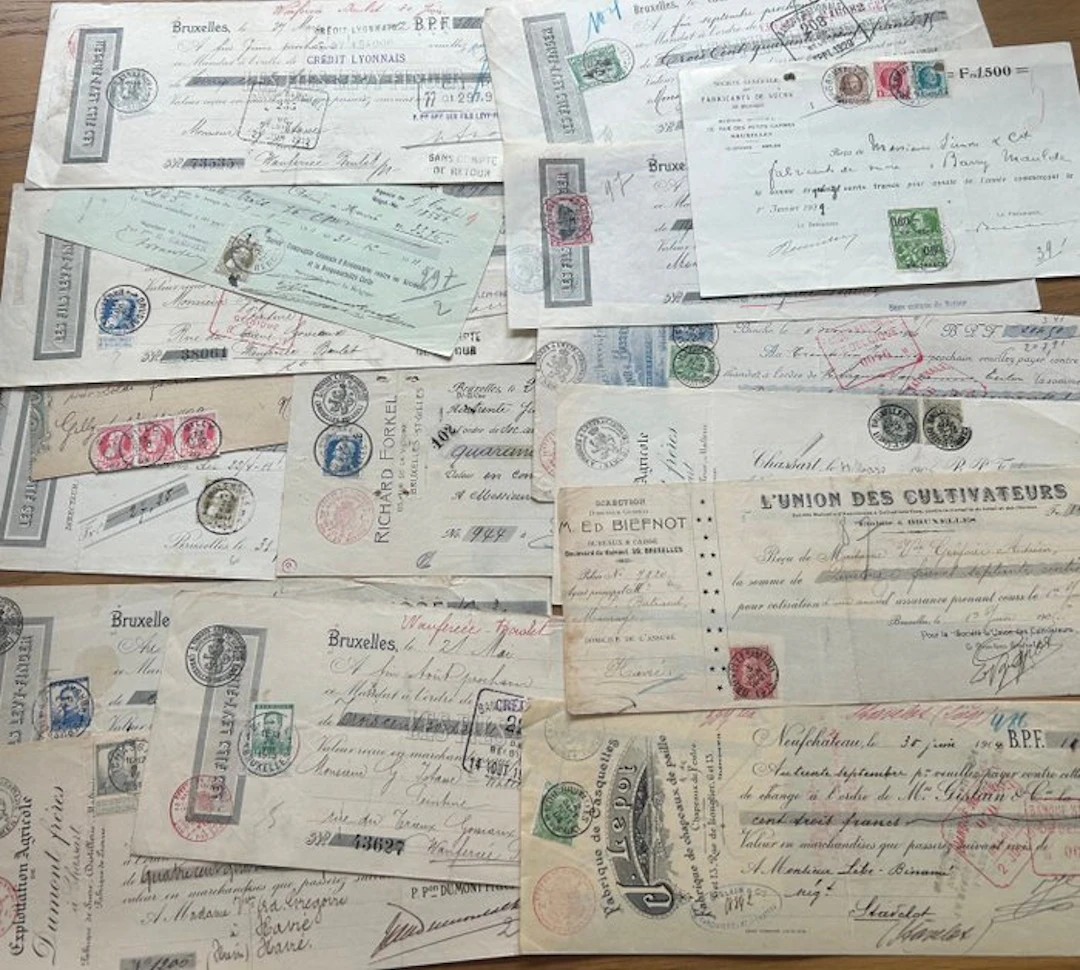 Belgium 1893/1900 - 16 commercial documents with seals 'Fine Beard'