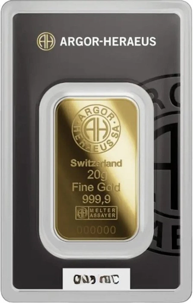 20 grams - Gold .999 - Argor-Heraeus, Switzerland - Sealed & with certificate