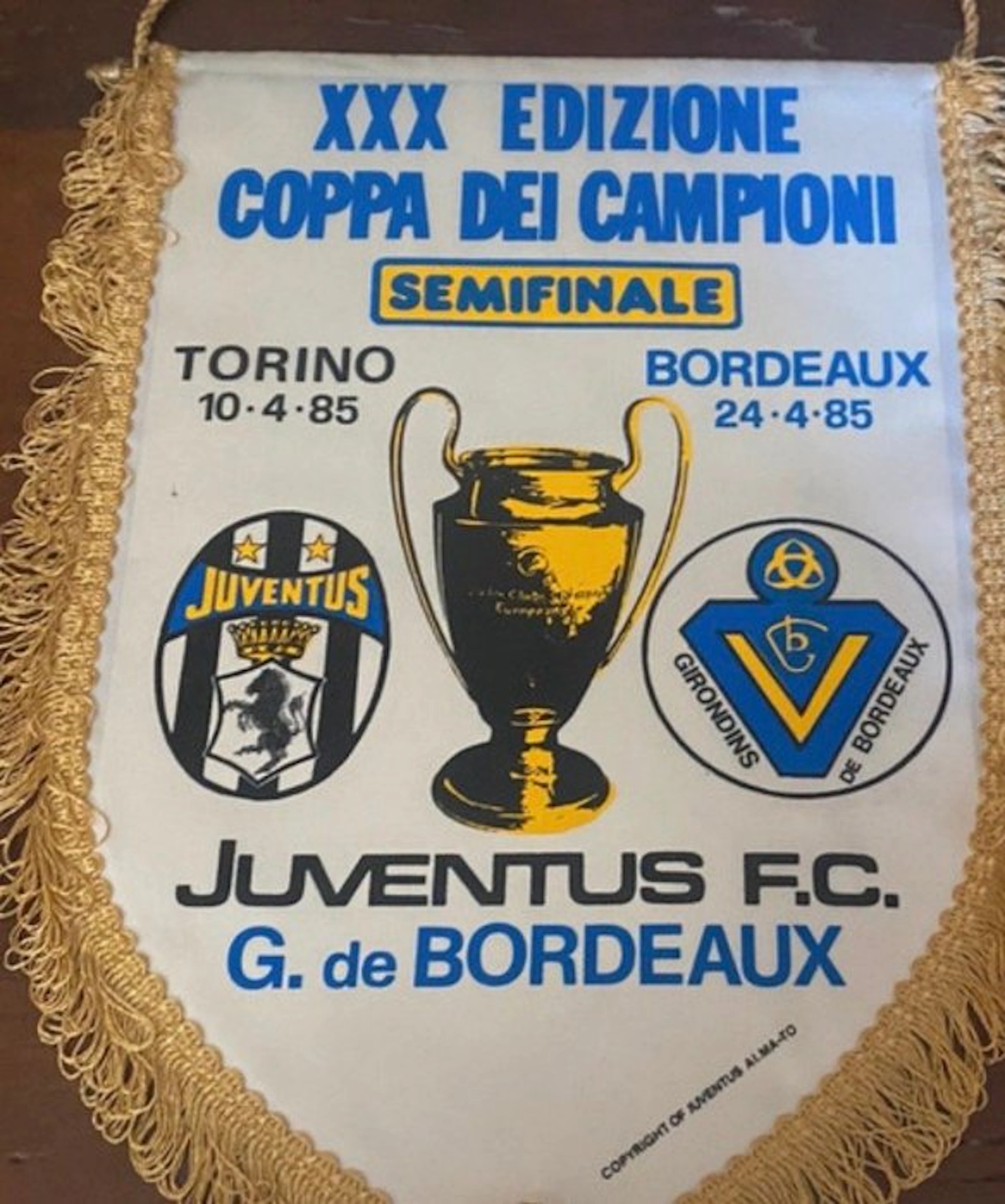 Juventus - Coppa dei Campioni - 1985 - Flag / pennant