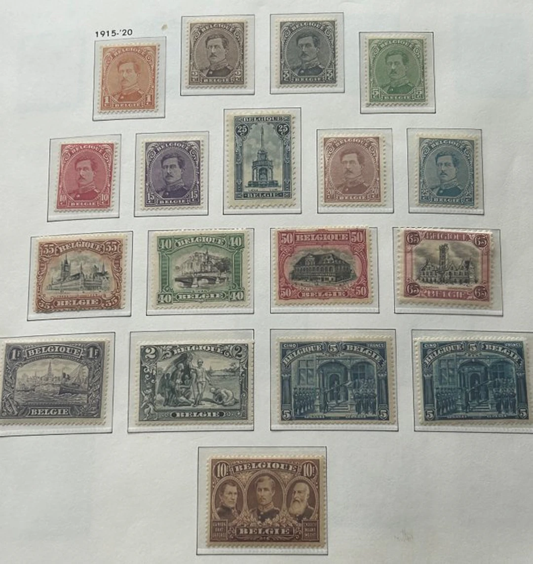 Belgium 1915 - Complete set with Veurne '5 FRANKEN' (well...