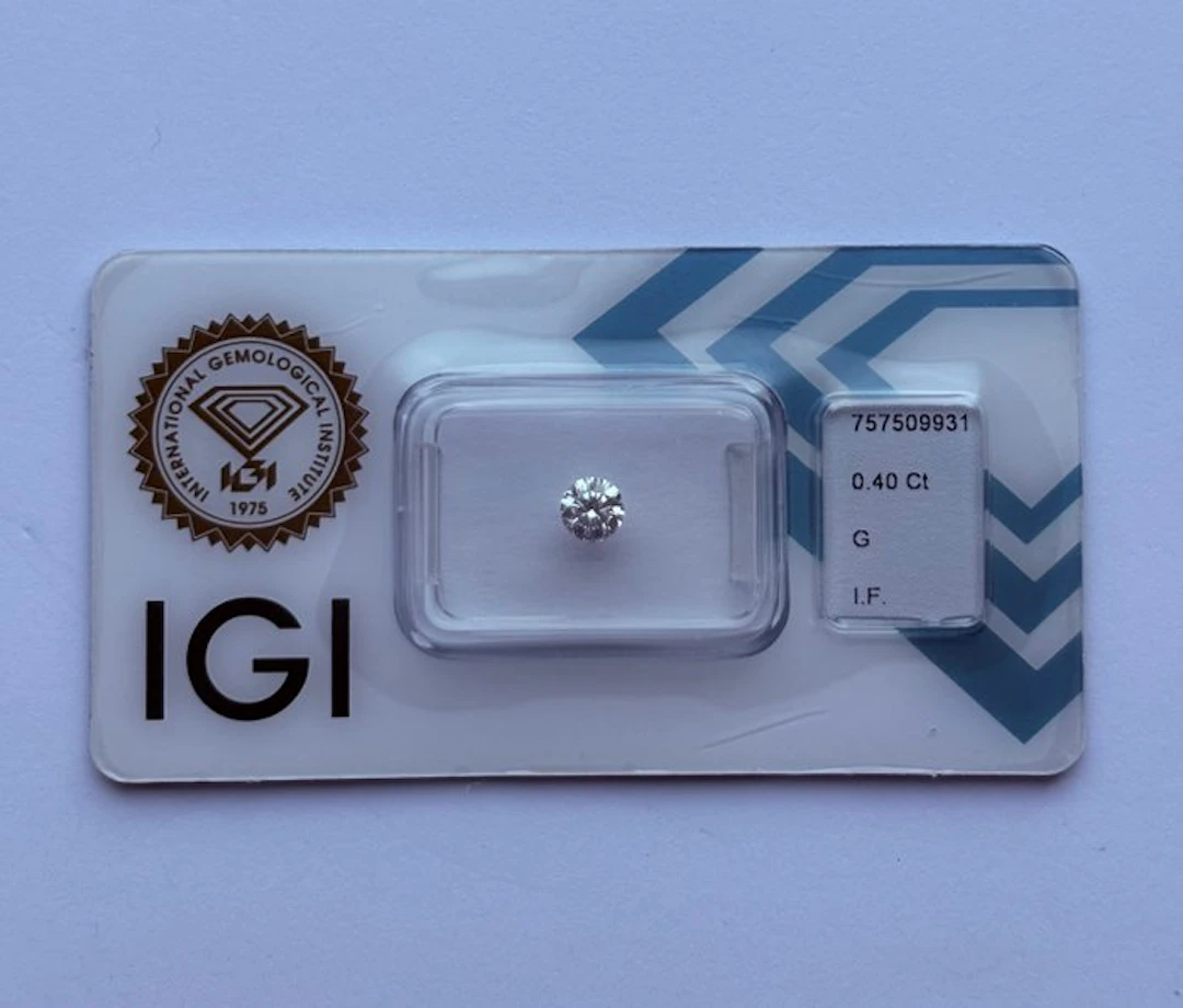 1 pcs Diamond (Natural) - 0.40 ct - Round - G - IF...