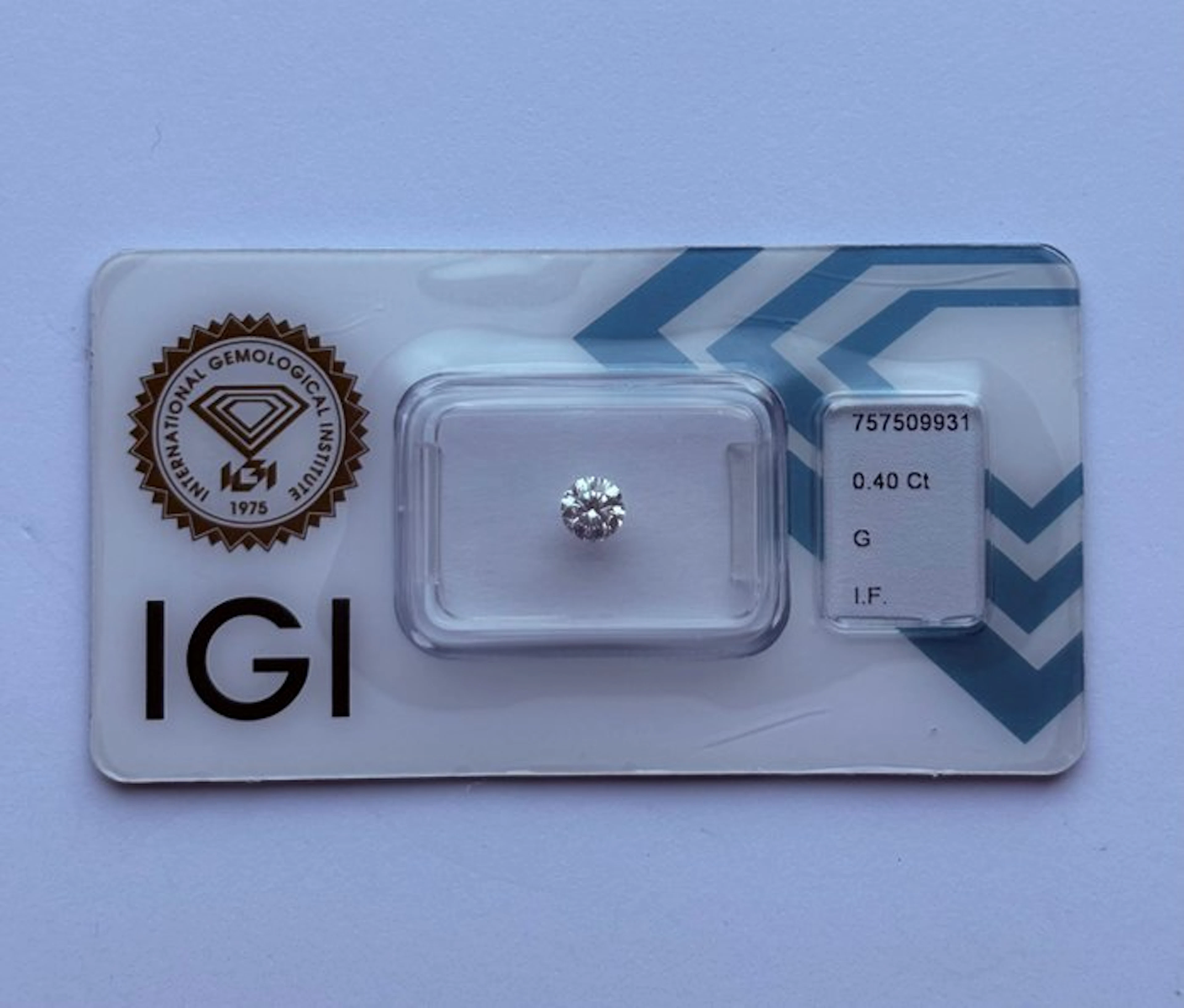 1 pcs Diamond (Natural) - 0.40 ct - Round - G - IF...