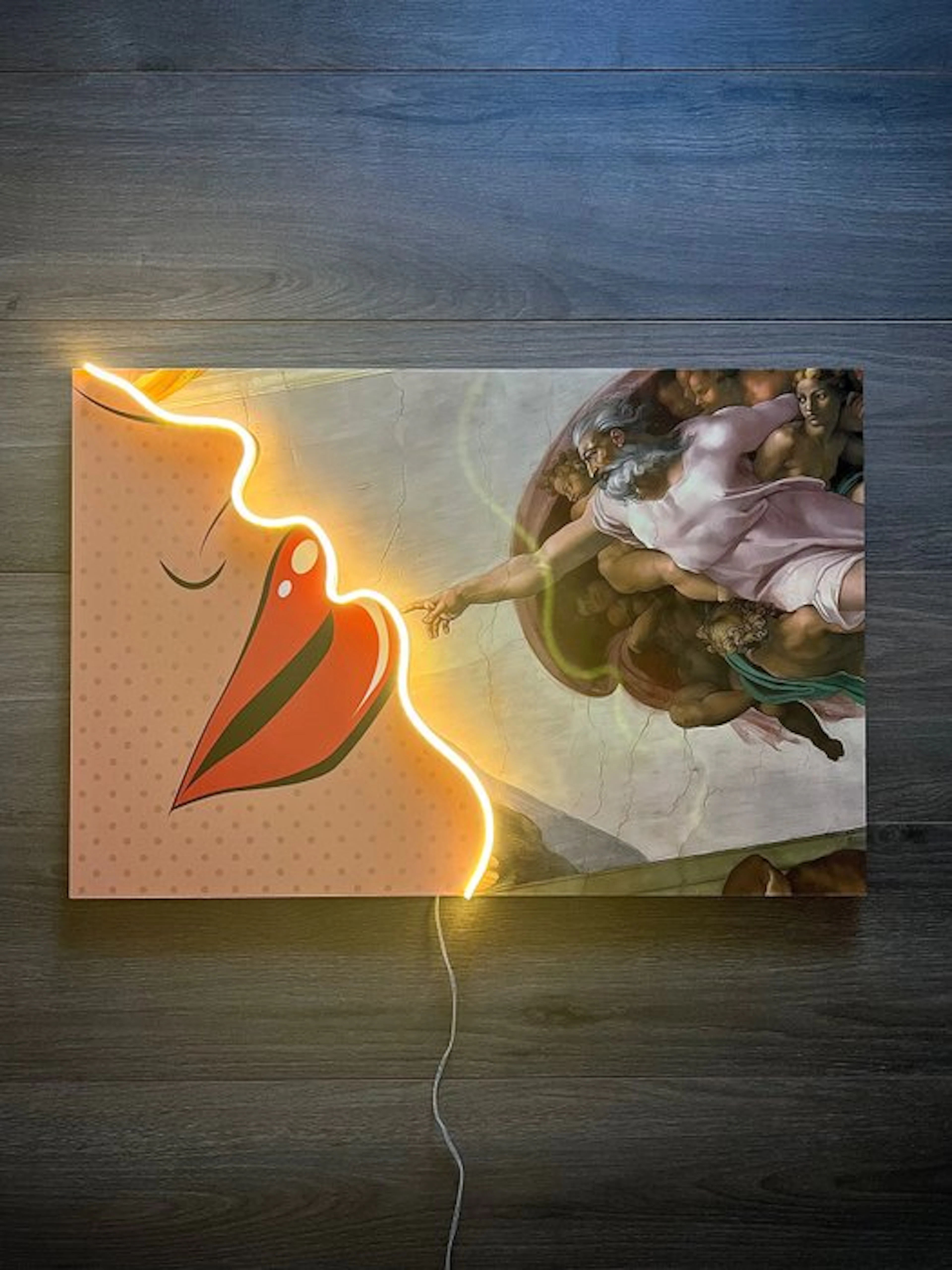 LEDMansion - Creation Of Adam Lips Led Wall Art 50x75cm