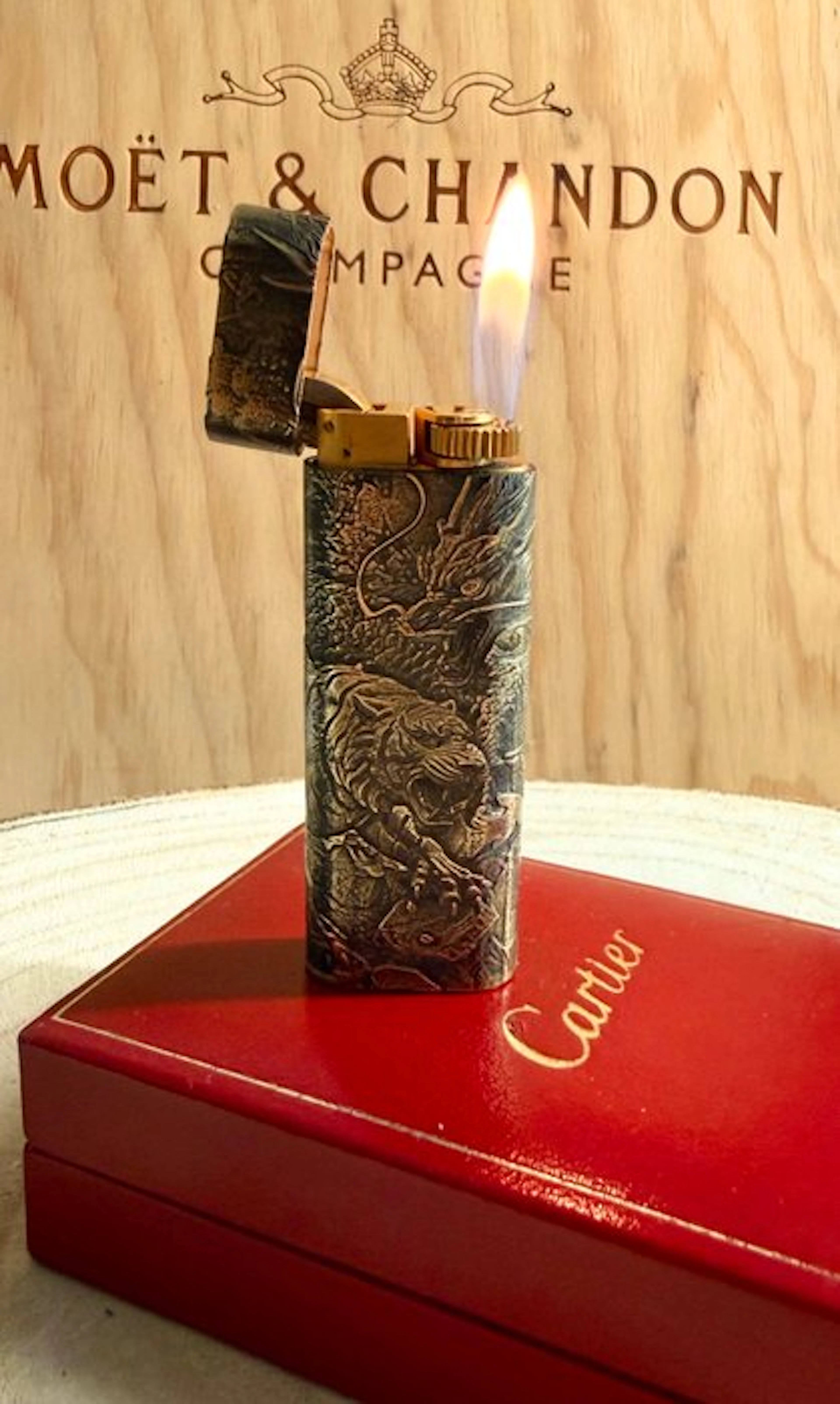 Cartier - YIN YANG Tigre private collection - Lighter - gold-plated