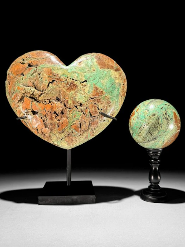 NO RESERVE PRICE - Wonderful Pair of Green Smithsonite...