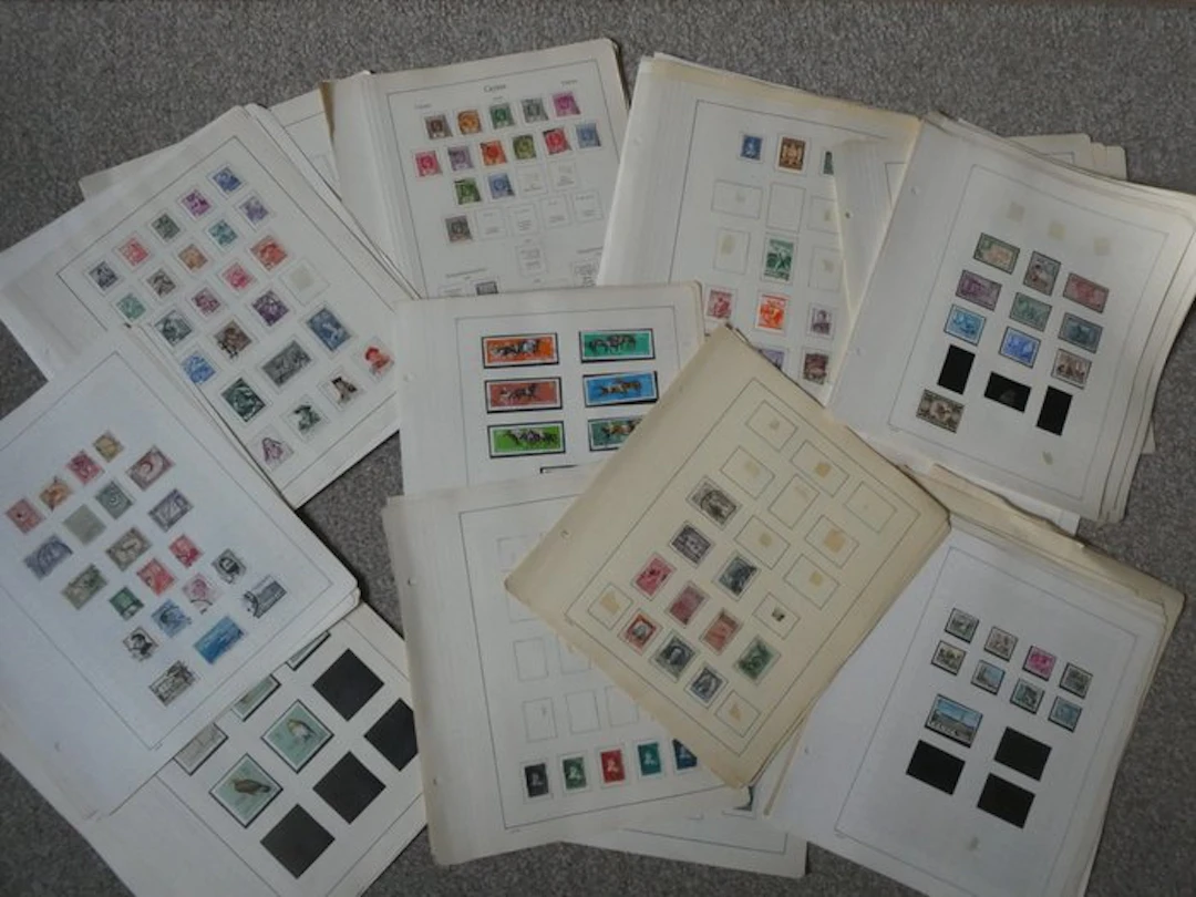 World - World stamp collection on album pages