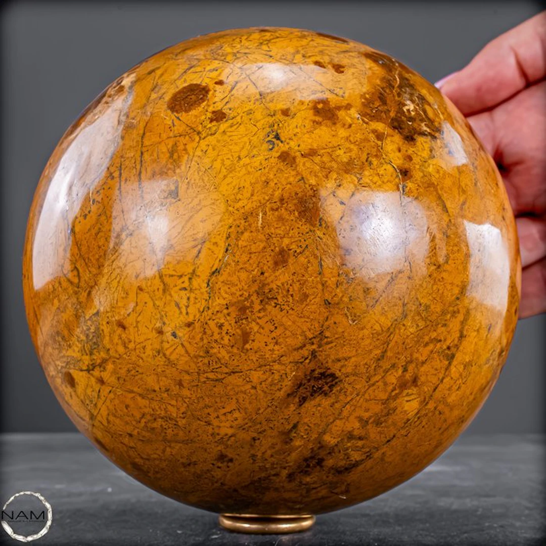 Picture Jasper sphere – hand-polished natural stone...