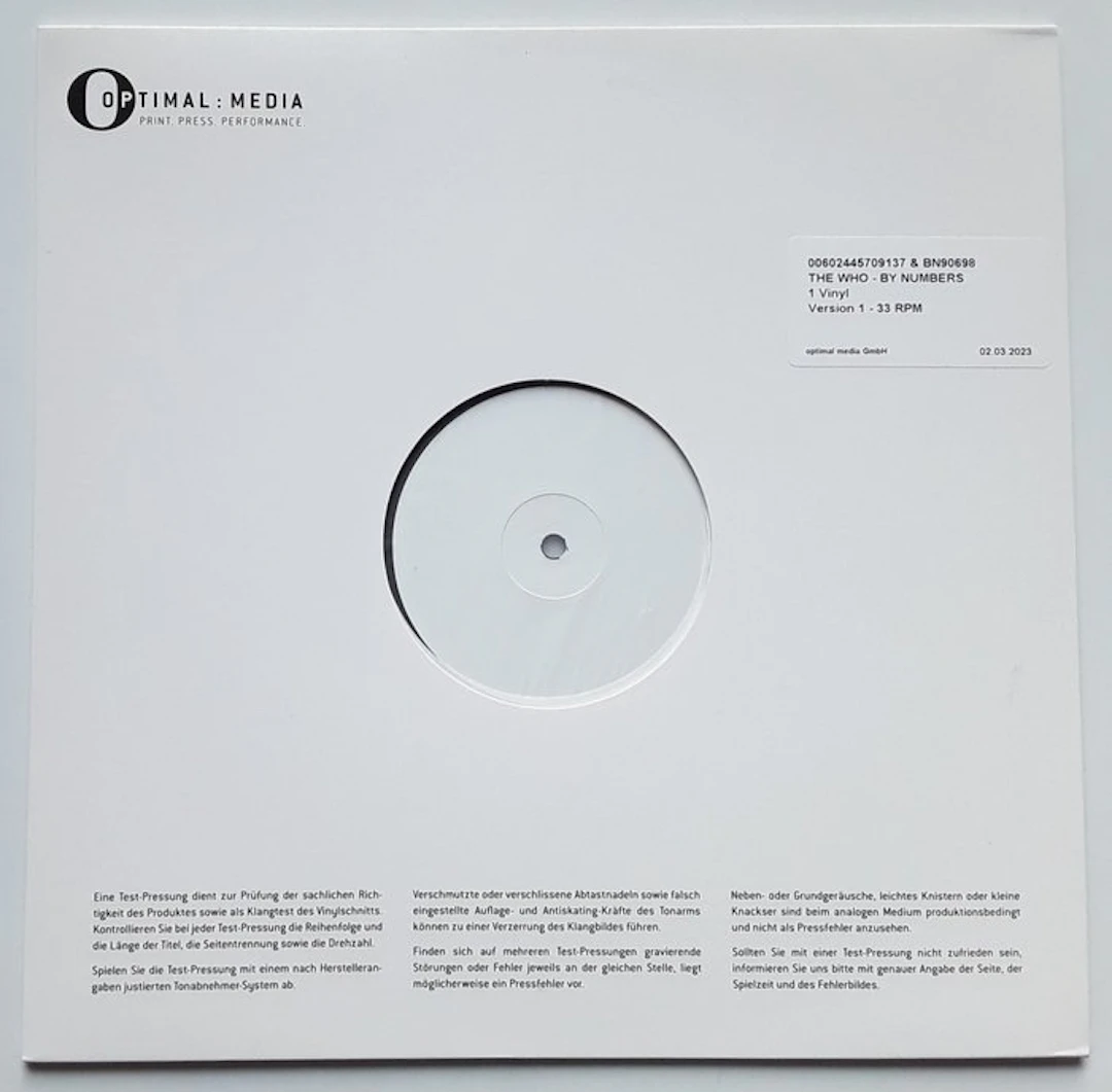 Who - LP - EU - By Numbers - TESTPRESSING - Half Speed...
