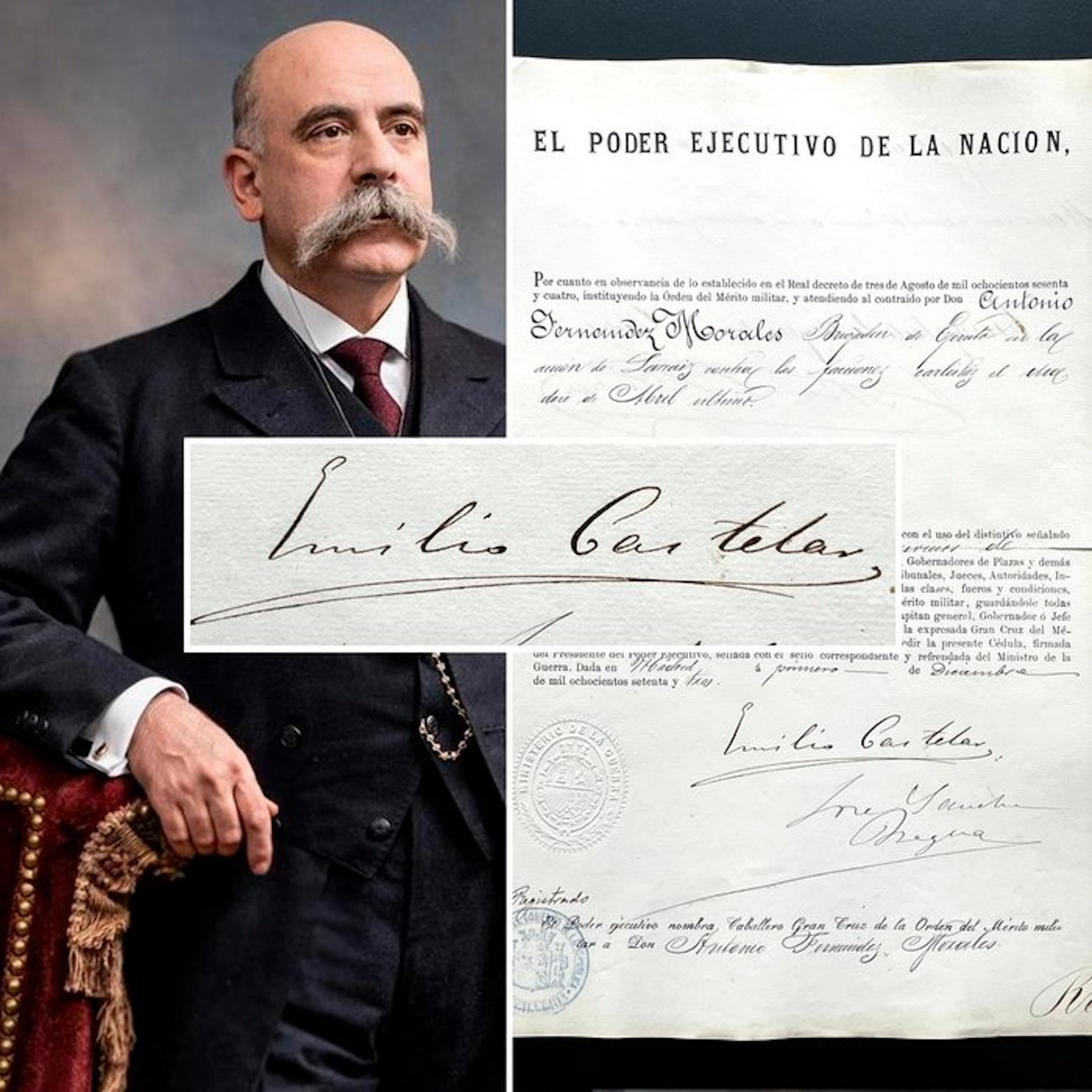 Autógrafo - Firma Emilio Castelar Presidente I República Española
