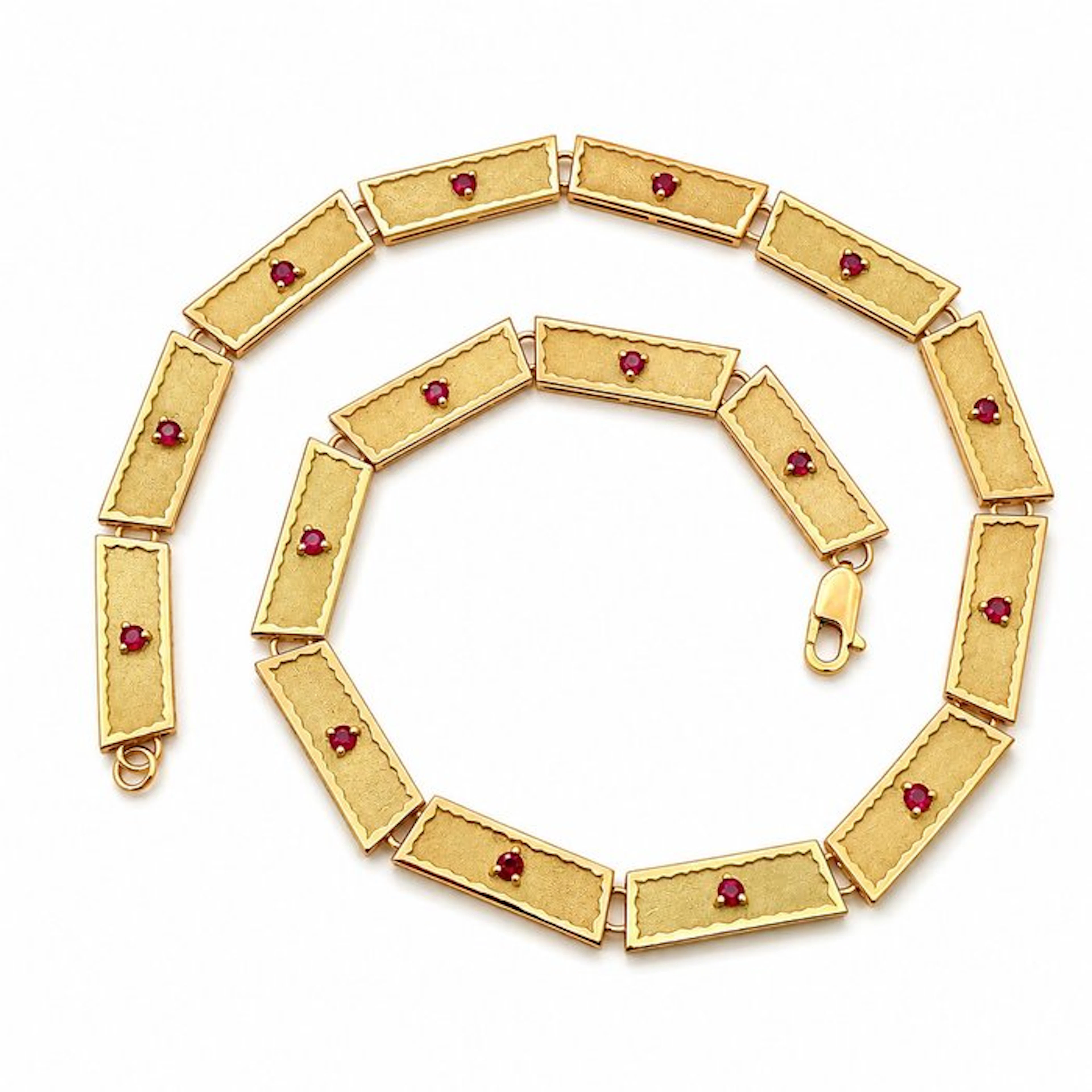 Necklace - 18 kt. Yellow gold - 1.60ct. tw. Ruby - Made in Italy - Handmade
