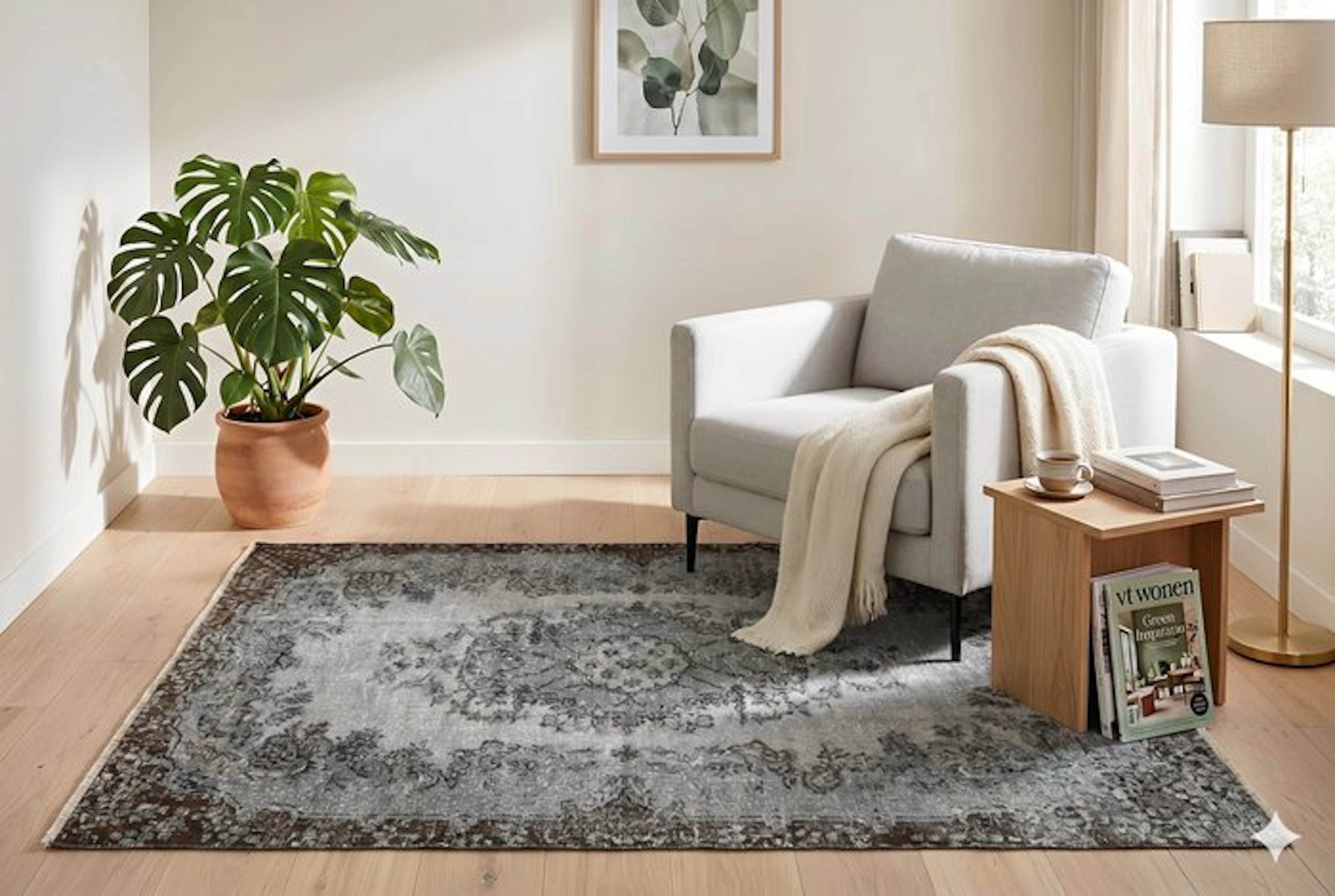 Grey vintage - Rug - 205 cm - 115 cm - with certificate