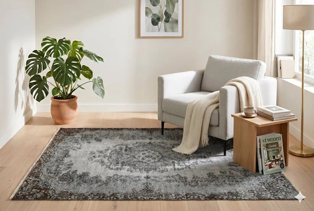 Grey vintage - Rug - 205 cm - 115 cm - with certificate