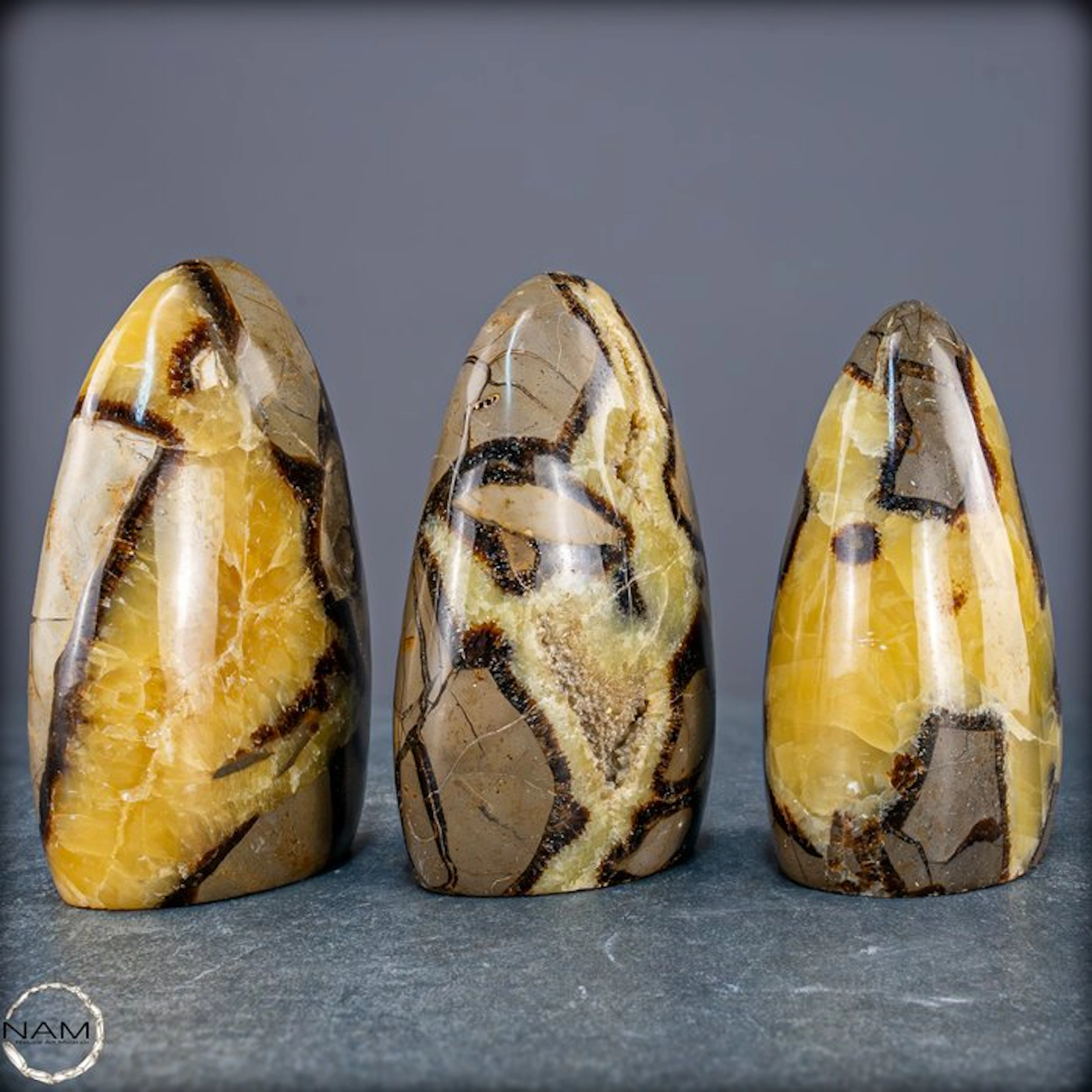 Septarian Set – Three unique freeform shapes made from natural septarian