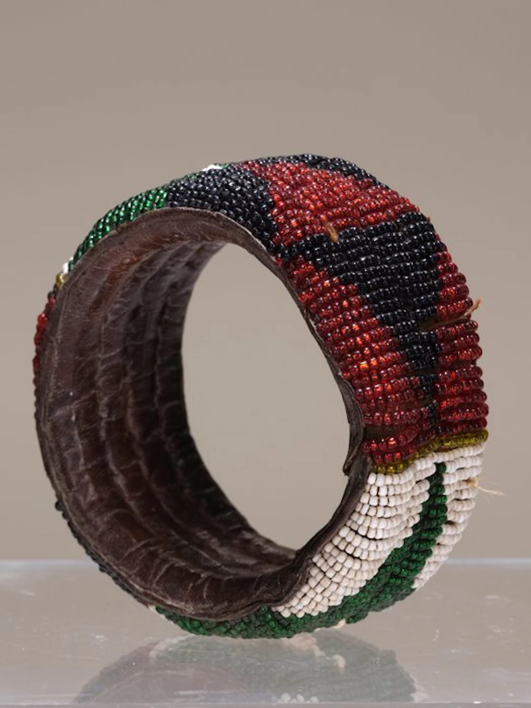 Beaded leather cuff bracelet