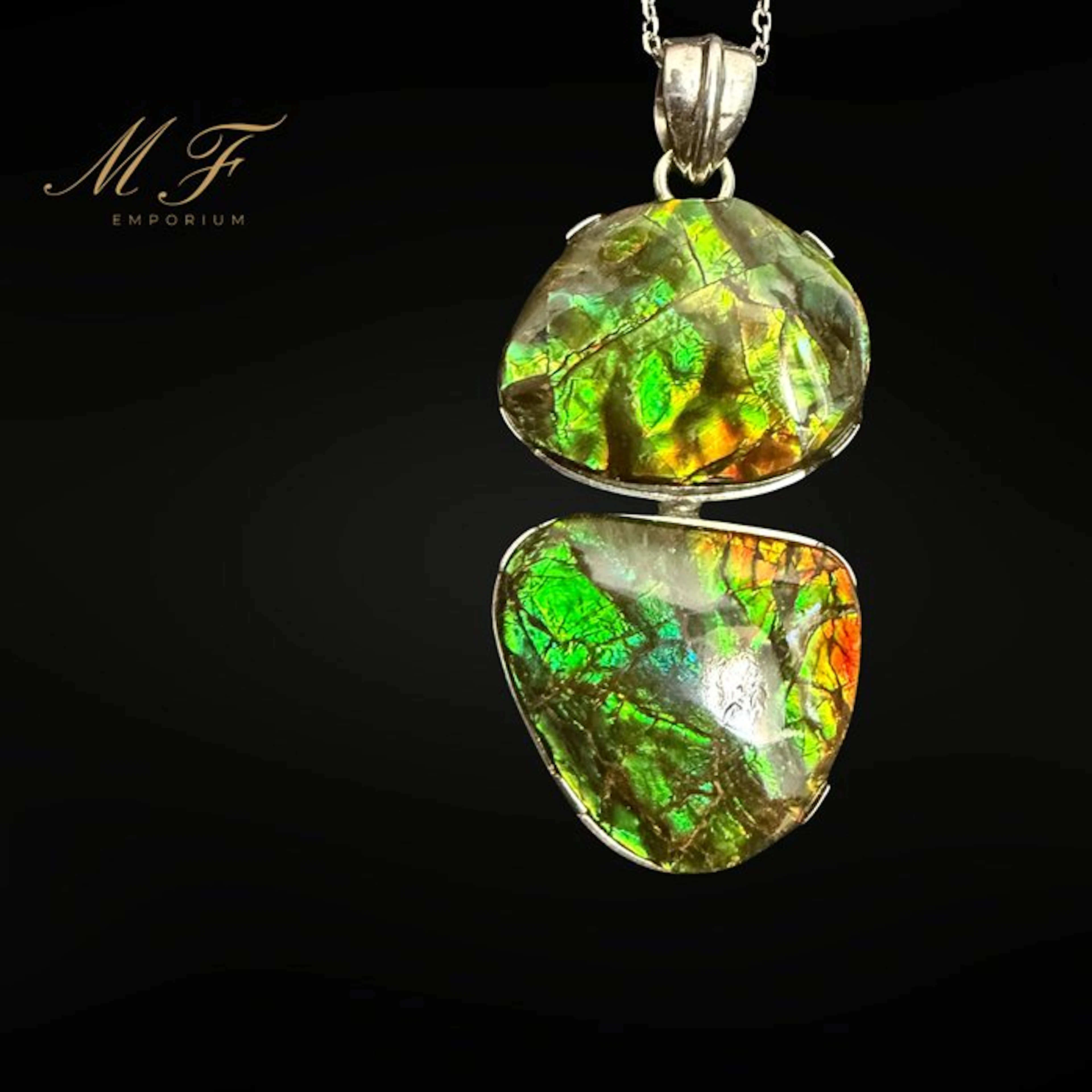 Exceptional pendant - Ammolite and 925 Sterling Silver...