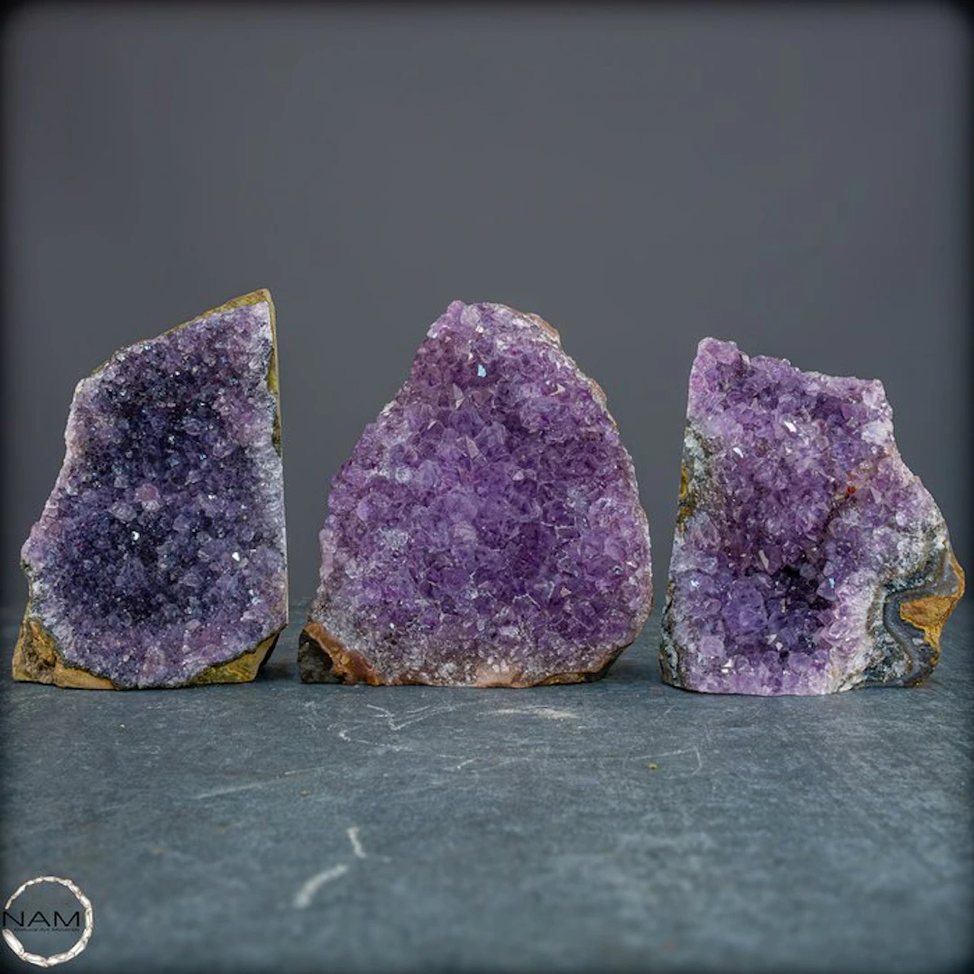 Exclusive amethyst druzy set with a highly crystalline...