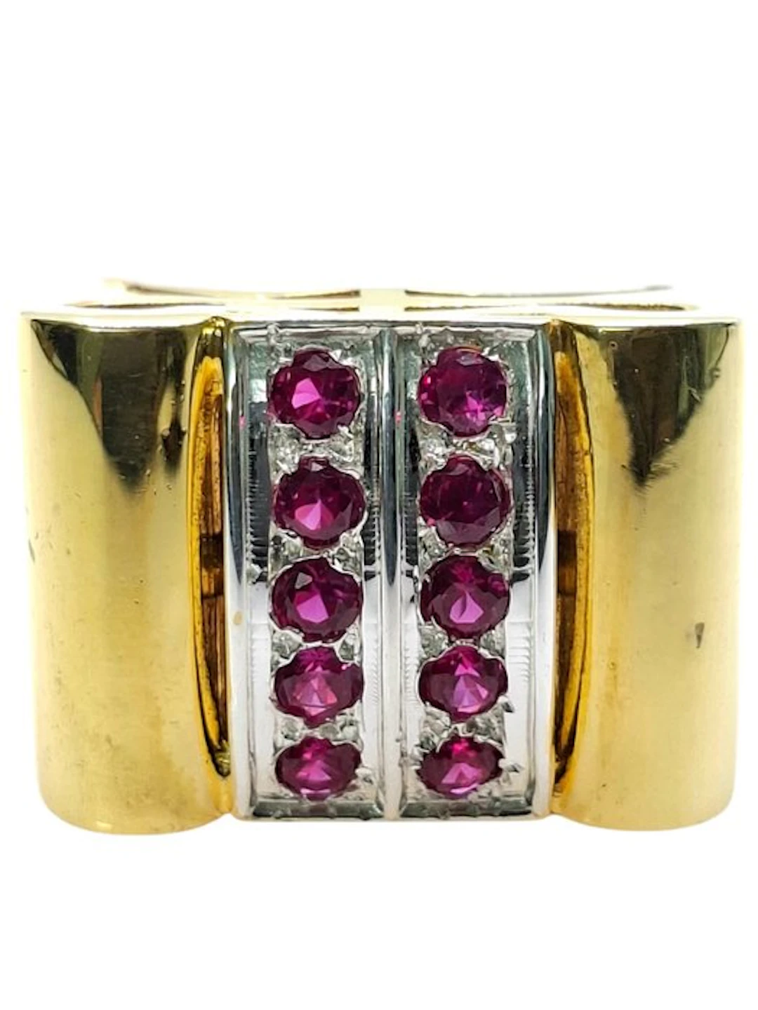 No reserve price - Ring - 9 kt. Silver, Yellow gold Ruby