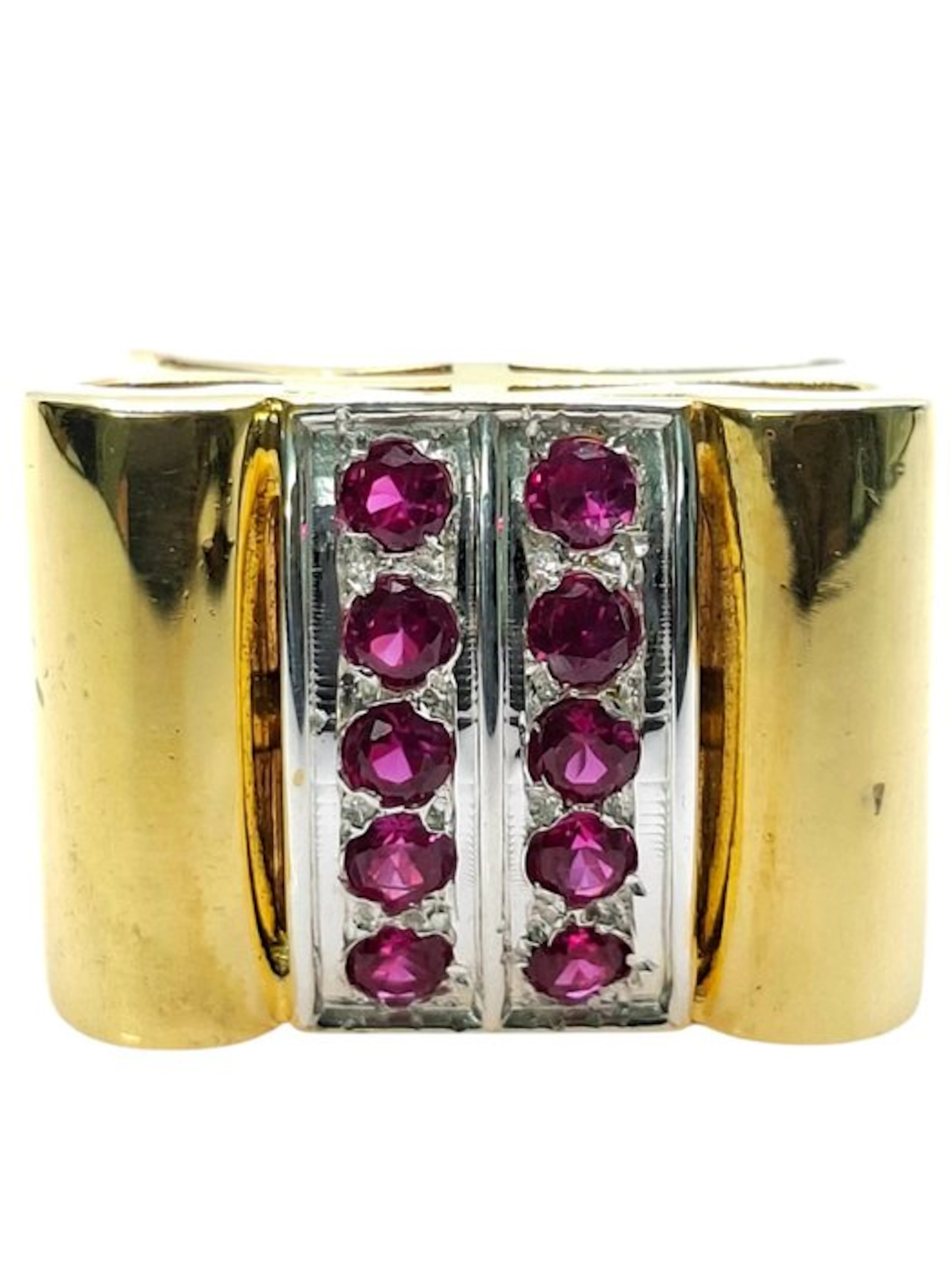 No reserve price - Ring - 9 kt. Silver, Yellow gold Ruby