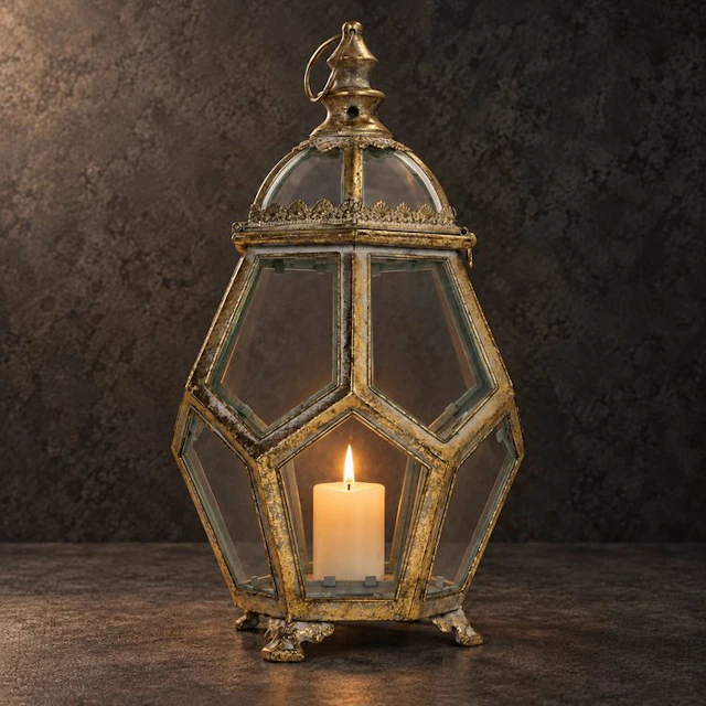 Lantern - Glass, Metal - Geometric art! 46 cm