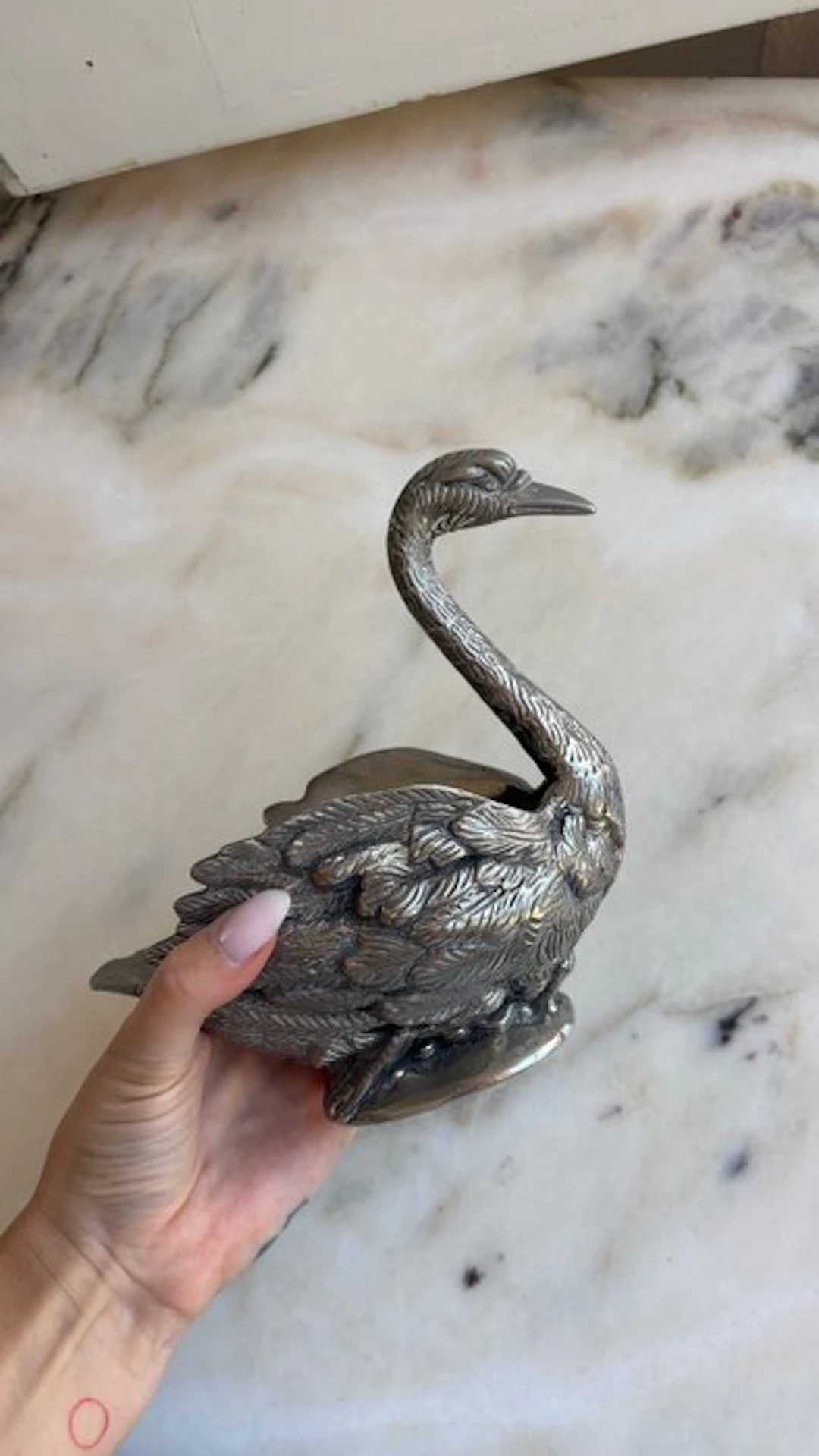 Decorative ornament - Italy - Silverplate swan bowl