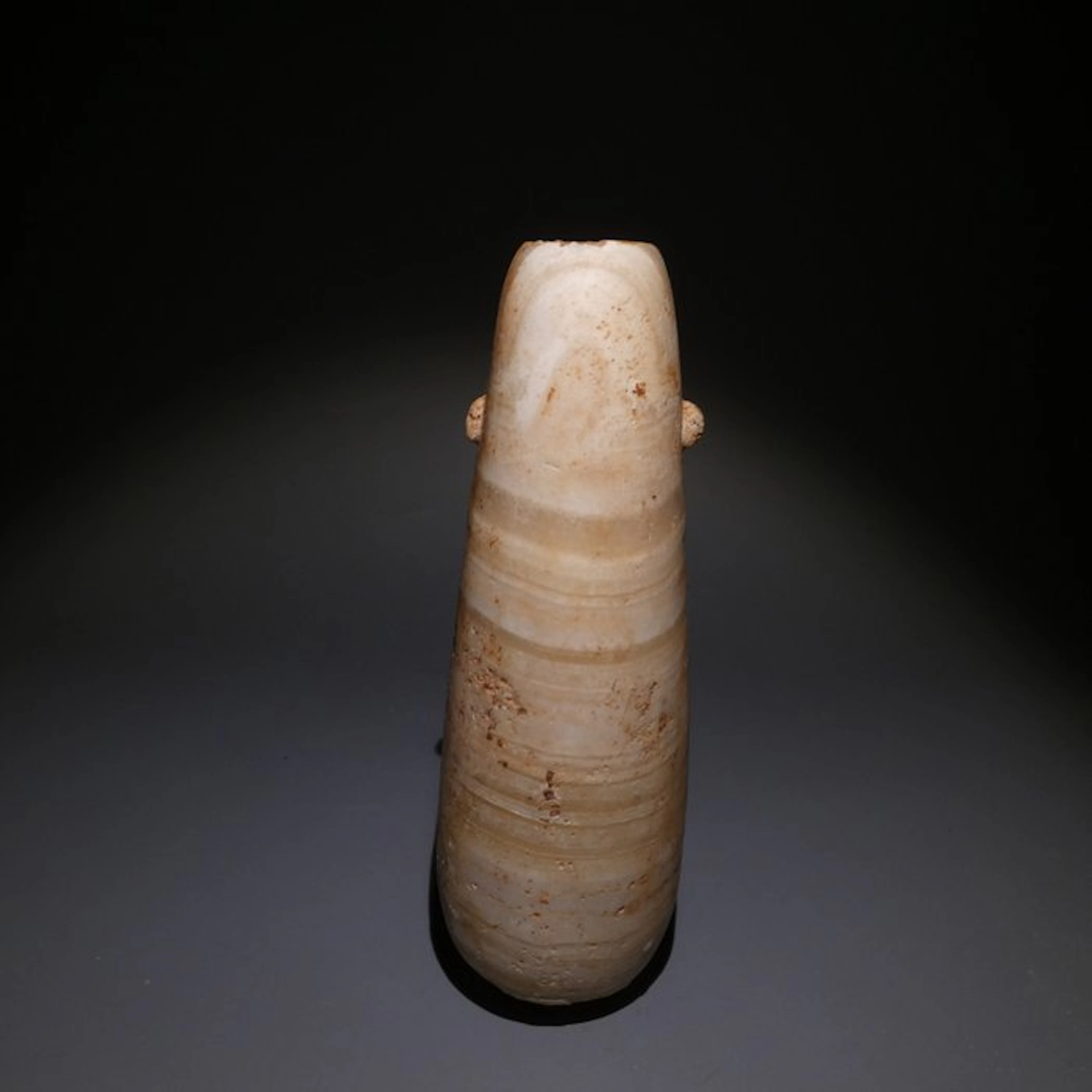Ancient Egyptian Alabaster Alabastron. 15 cm H. Ptolemaic Period, 323 - 30 BC