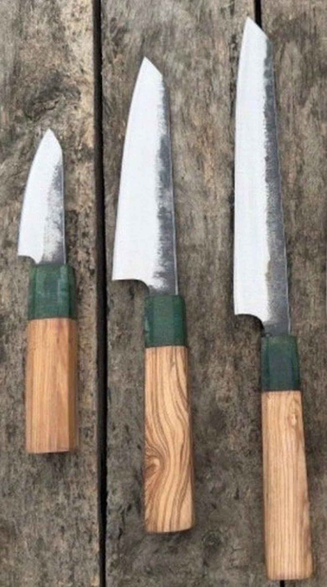 Kitchen knife - Set of artisanal collectible chef's...