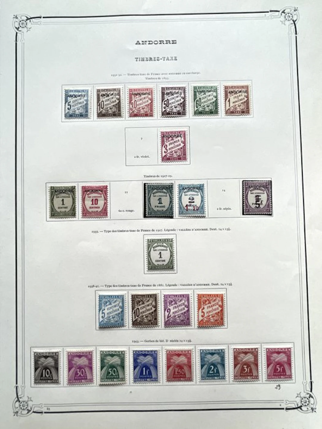 Andorra - taxes, superbe collection de timbres
