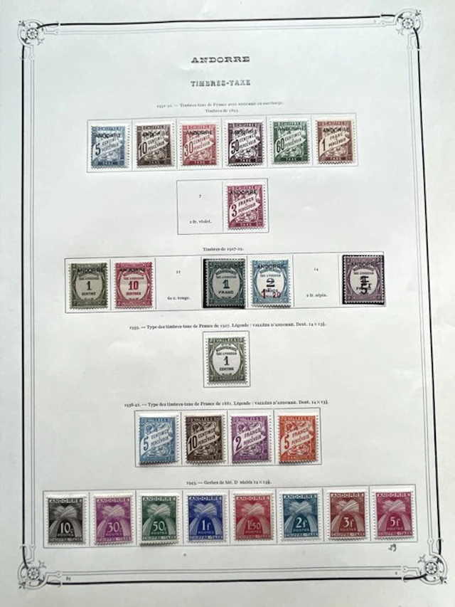Andorra - taxes, superbe collection de timbres