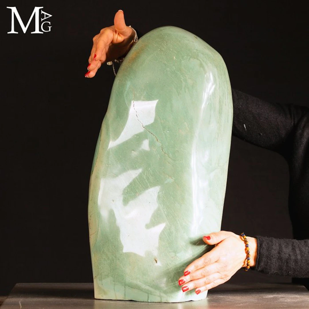 Exquisite Polished Mint Green Jasper - Elegant Free-Form...