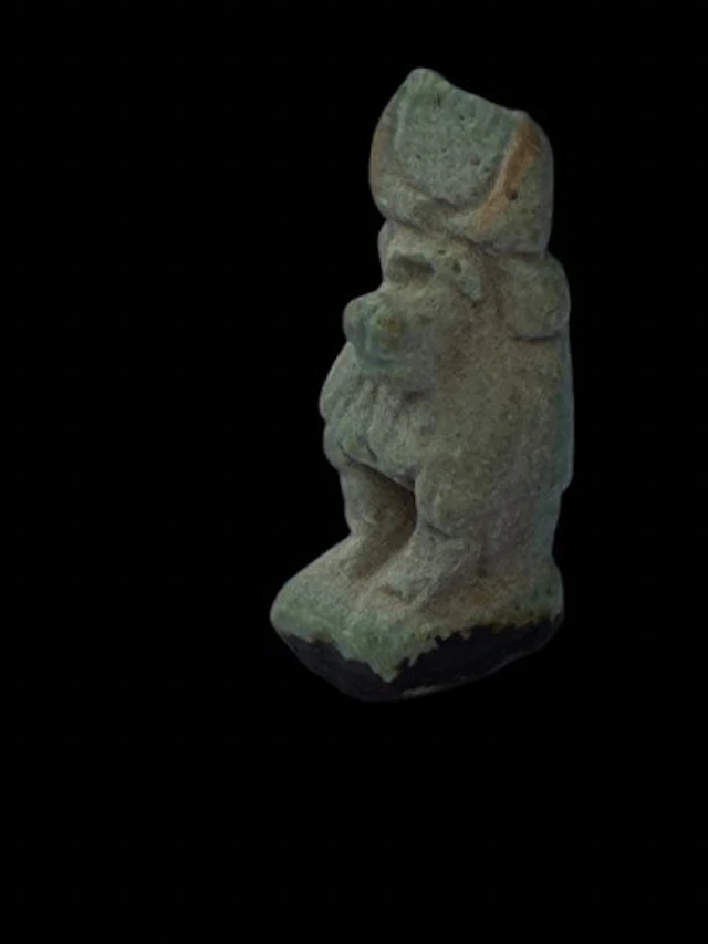 Ancient Egyptian Faience Amulet of Thoth as a baboon...
