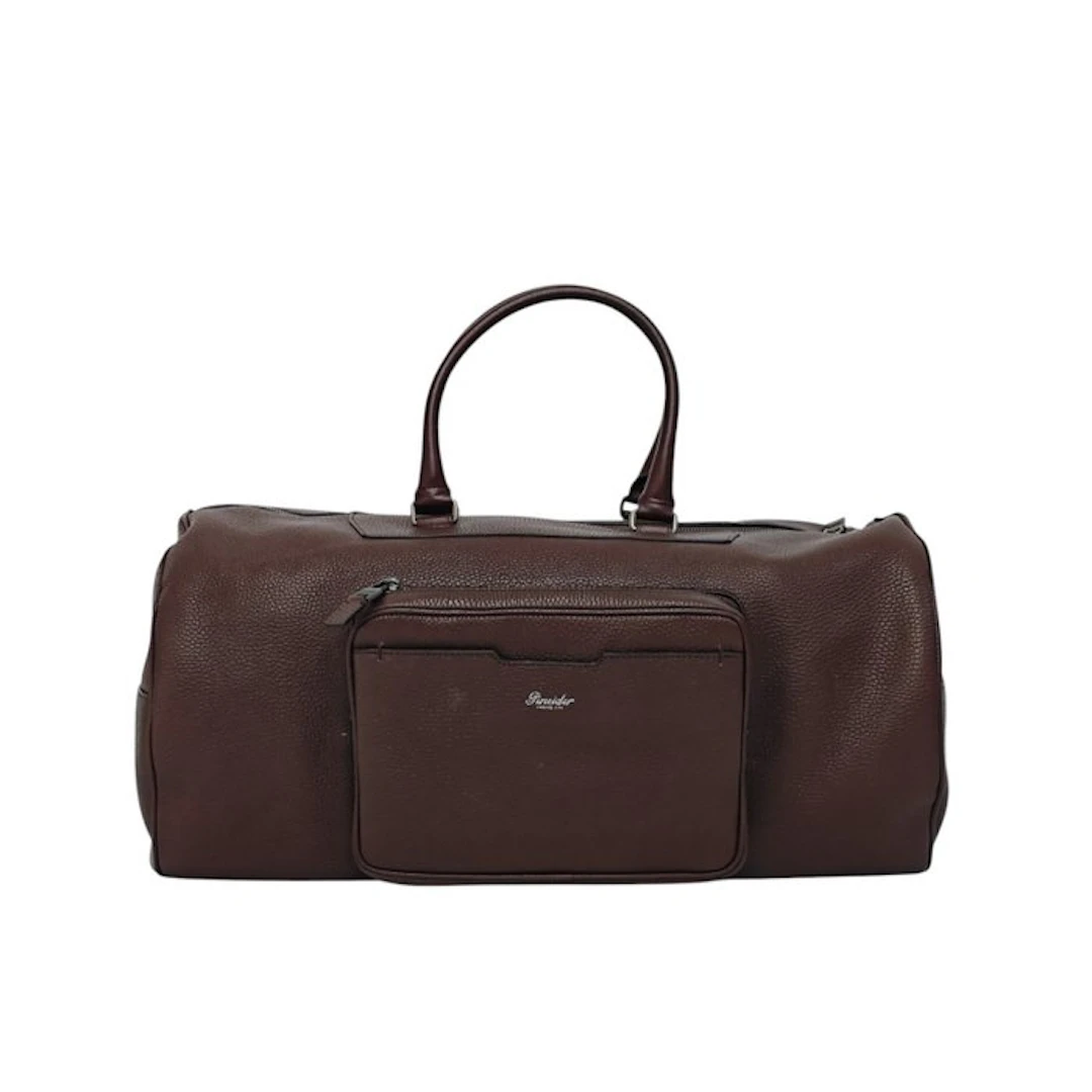 PINEIDER FIRENZE Burgundy Grain Calf Shoulder Travel Duffle Bag XL - Handbag
