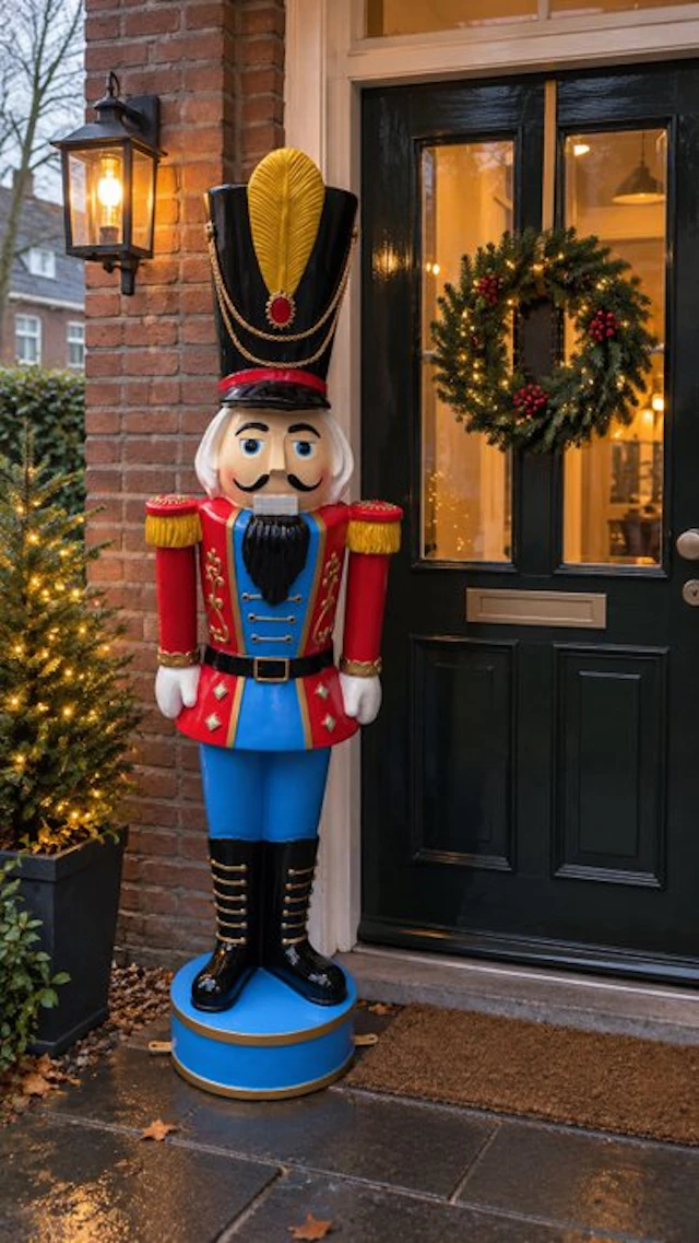 Sculpture, Monumentale XXL Notenkraker – Klassieke Kerstsoldaat -