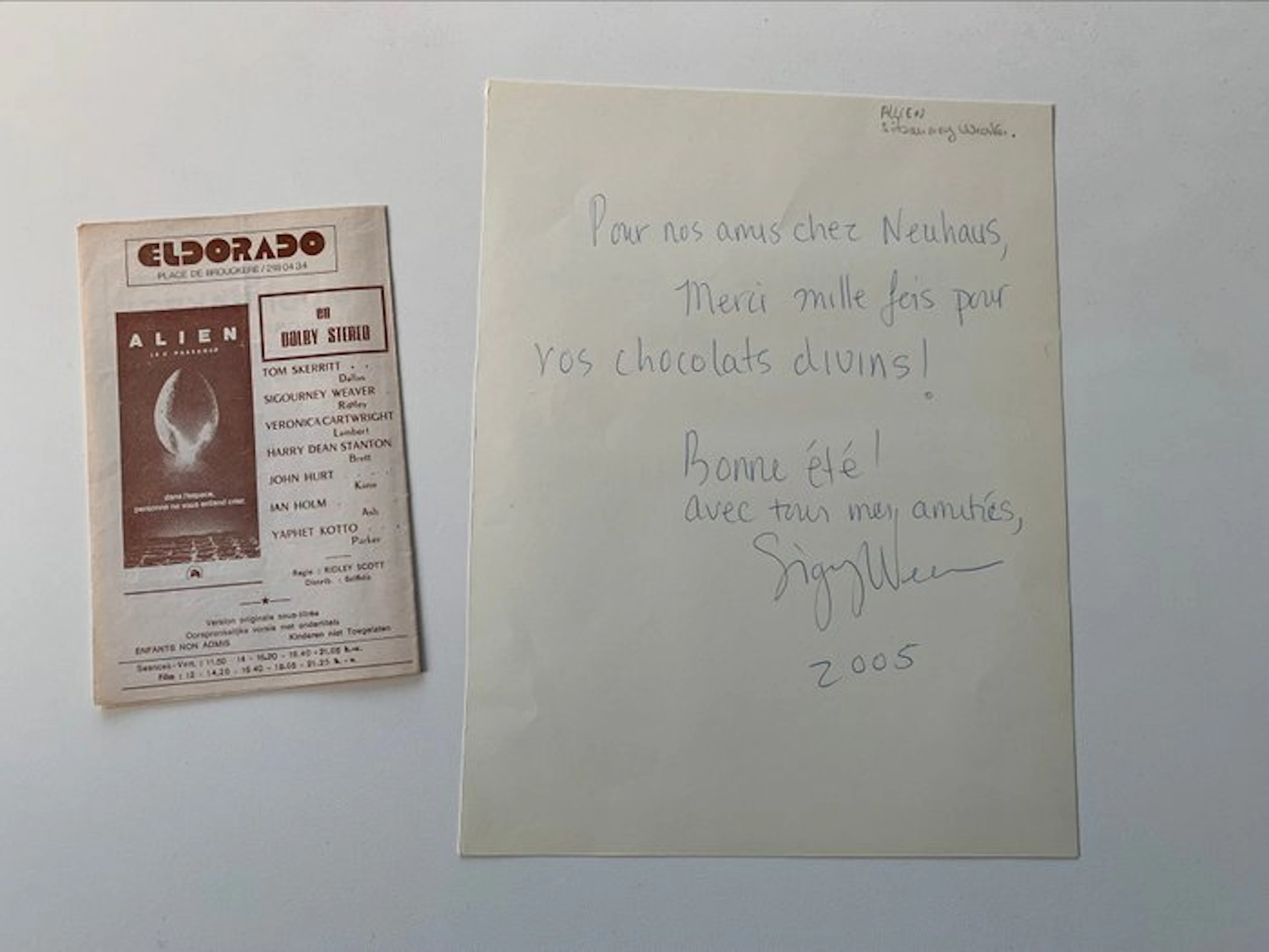 Sigourney Weaver - Nice autographed letter signed - 2005