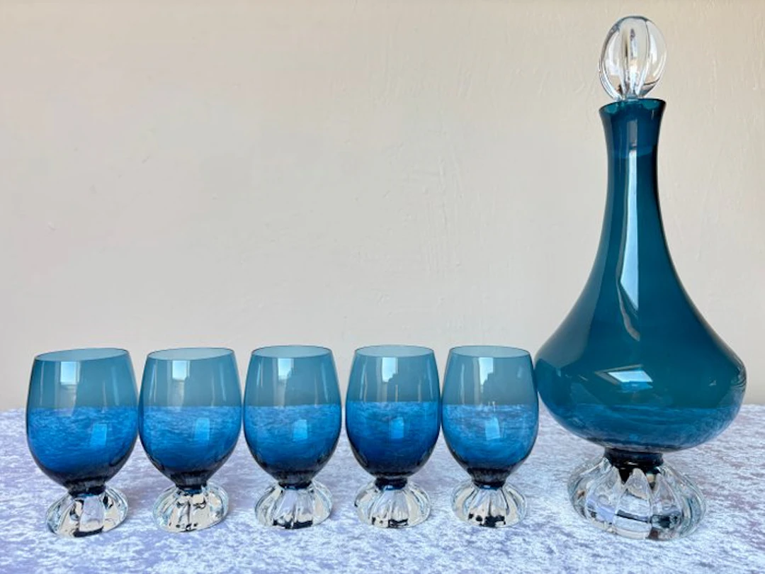 Aseda - Bo Borgstrom - Drinking set - Glass carafe with glasses, 1980s