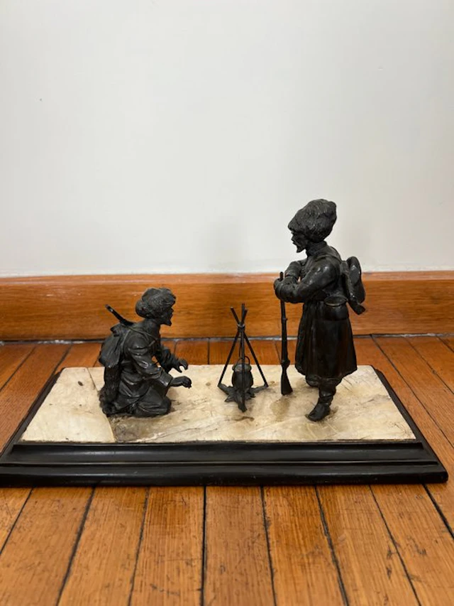 Figure - Due cosacchi intorno a un fuoco - Bronze