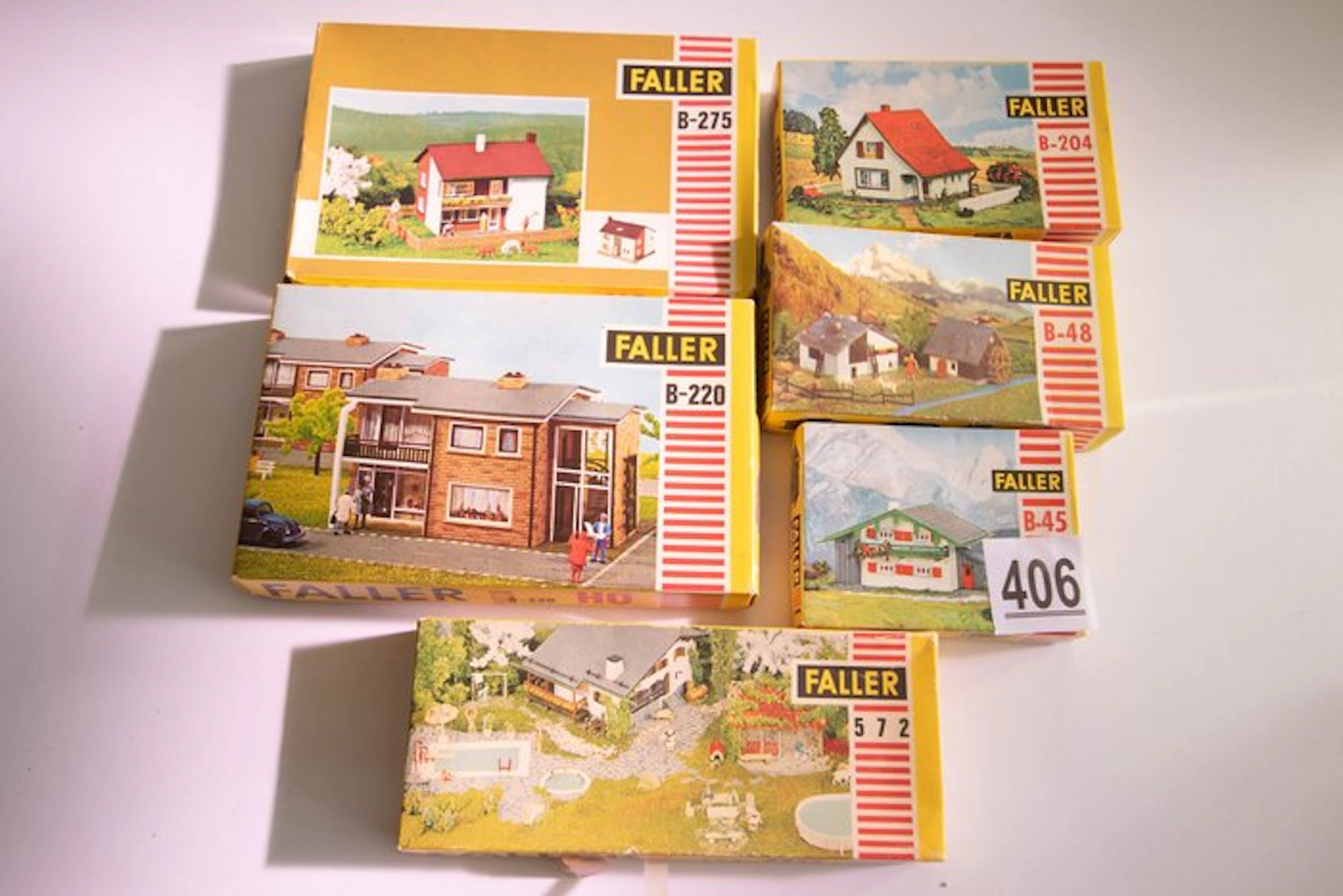 Faller H0 - 572/b220/b275/b204/b48/b45 - Model train buildings (6)