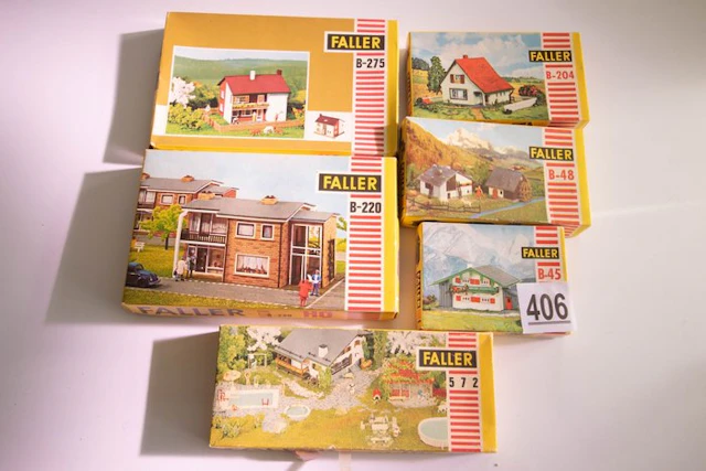 Faller H0 - 572/b220/b275/b204/b48/b45 - Model train buildings (6)