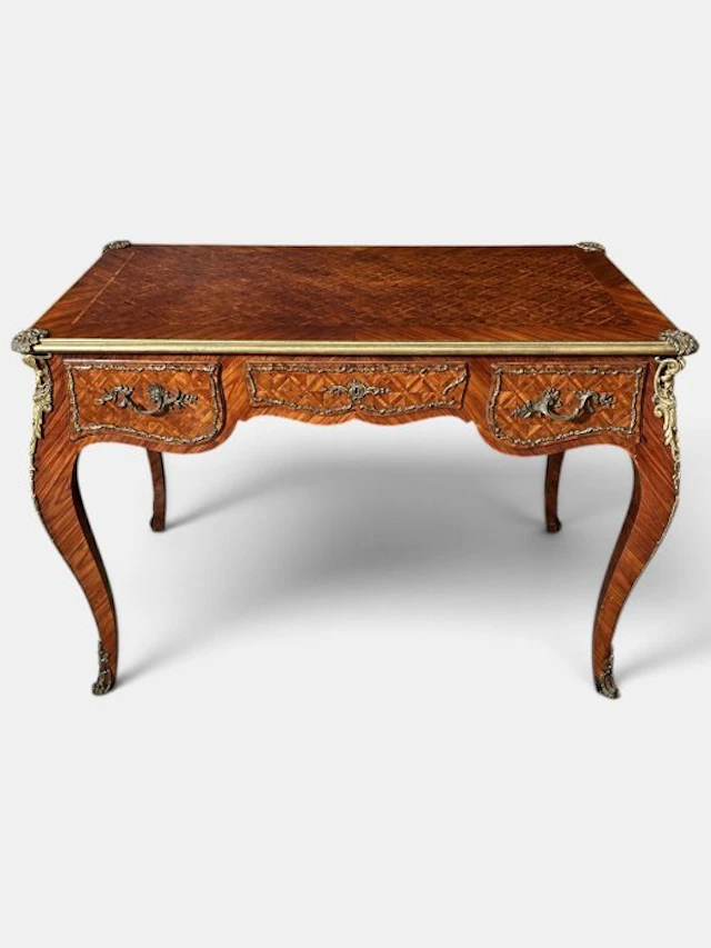 Writing table - Bronze, Parquetry of precious wood