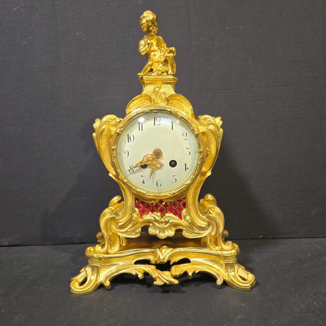 Table clock Louis XIV Style - Gilt bronze - 1850-1900 - Top in gold