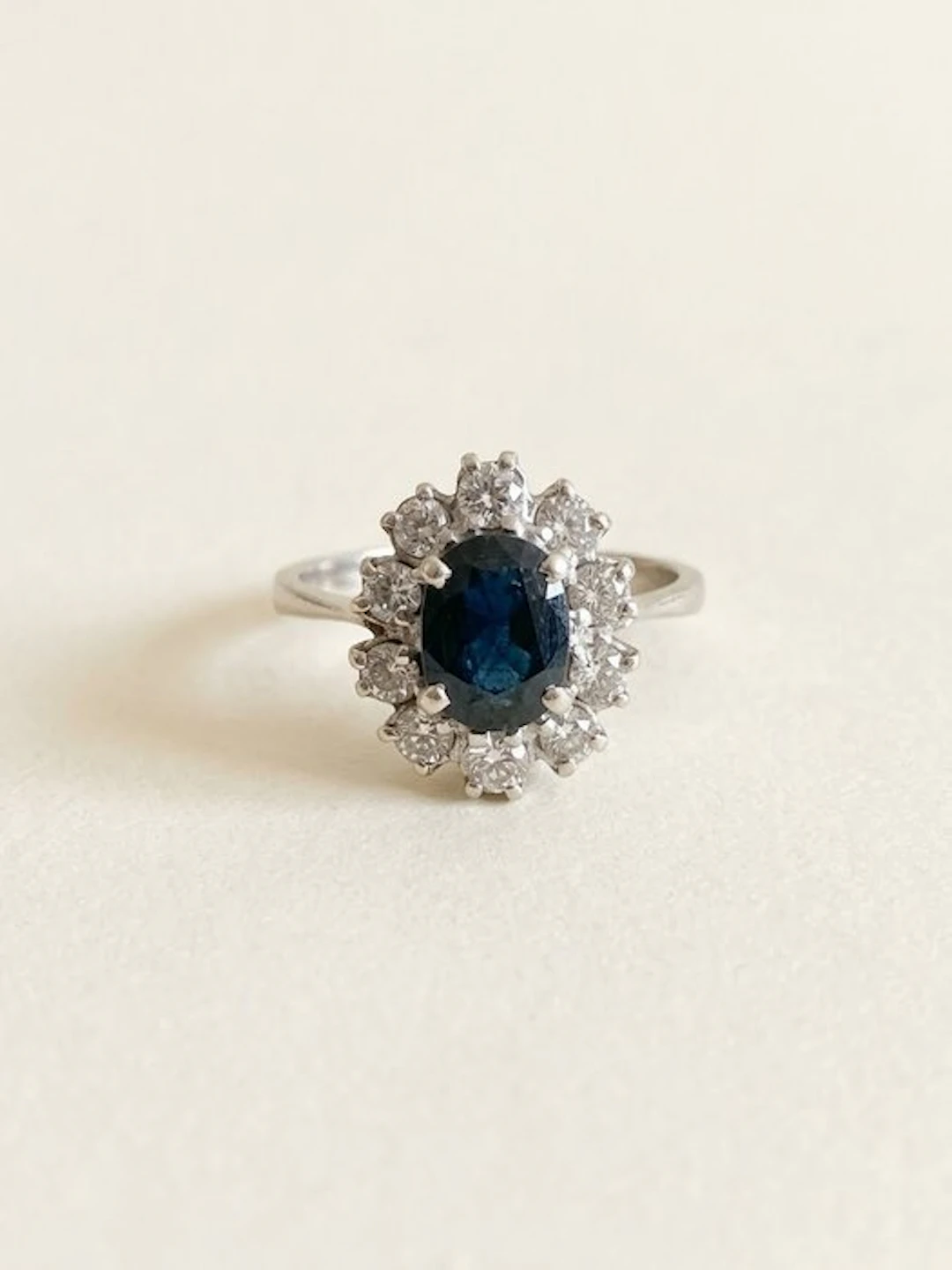 Ring - 18 kt. White gold Sapphire - Diamond