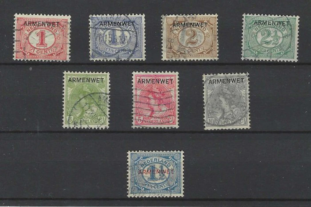 Netherlands 1913 - Official stamps 'ARMENWET' - NVPH D1/D8