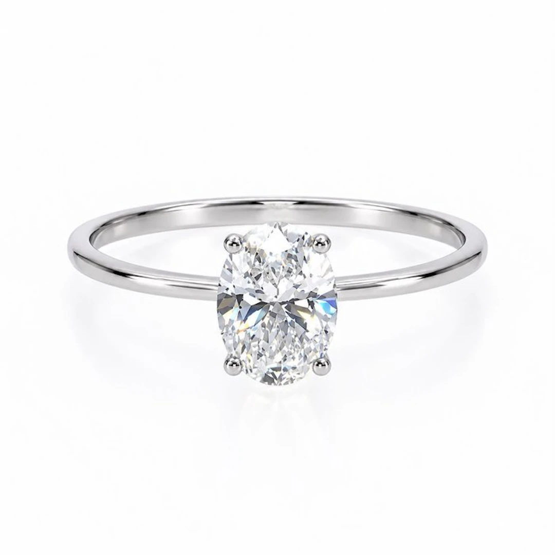 No reserve price - Ring - 14 kt. White gold - 1.09ct. tw. Diamond (Lab-grown)