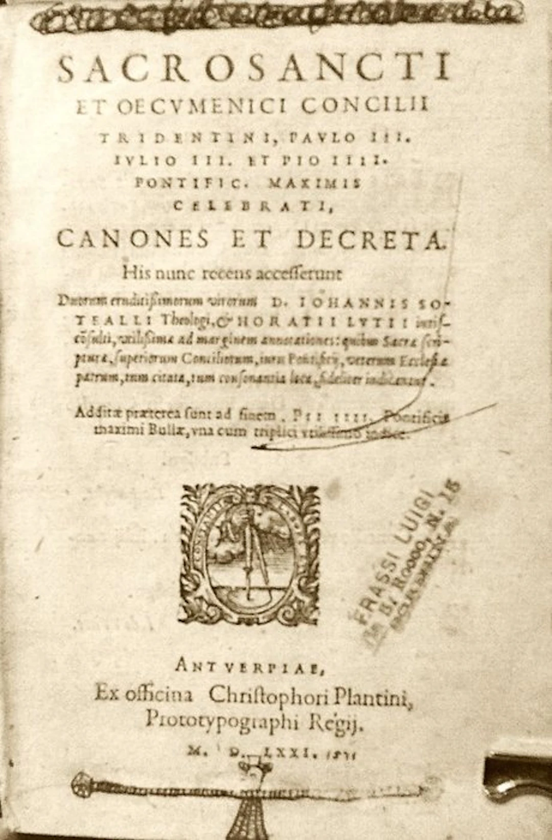 Anonimo. - Concilii Tridentini Canones et Decreta - 1571