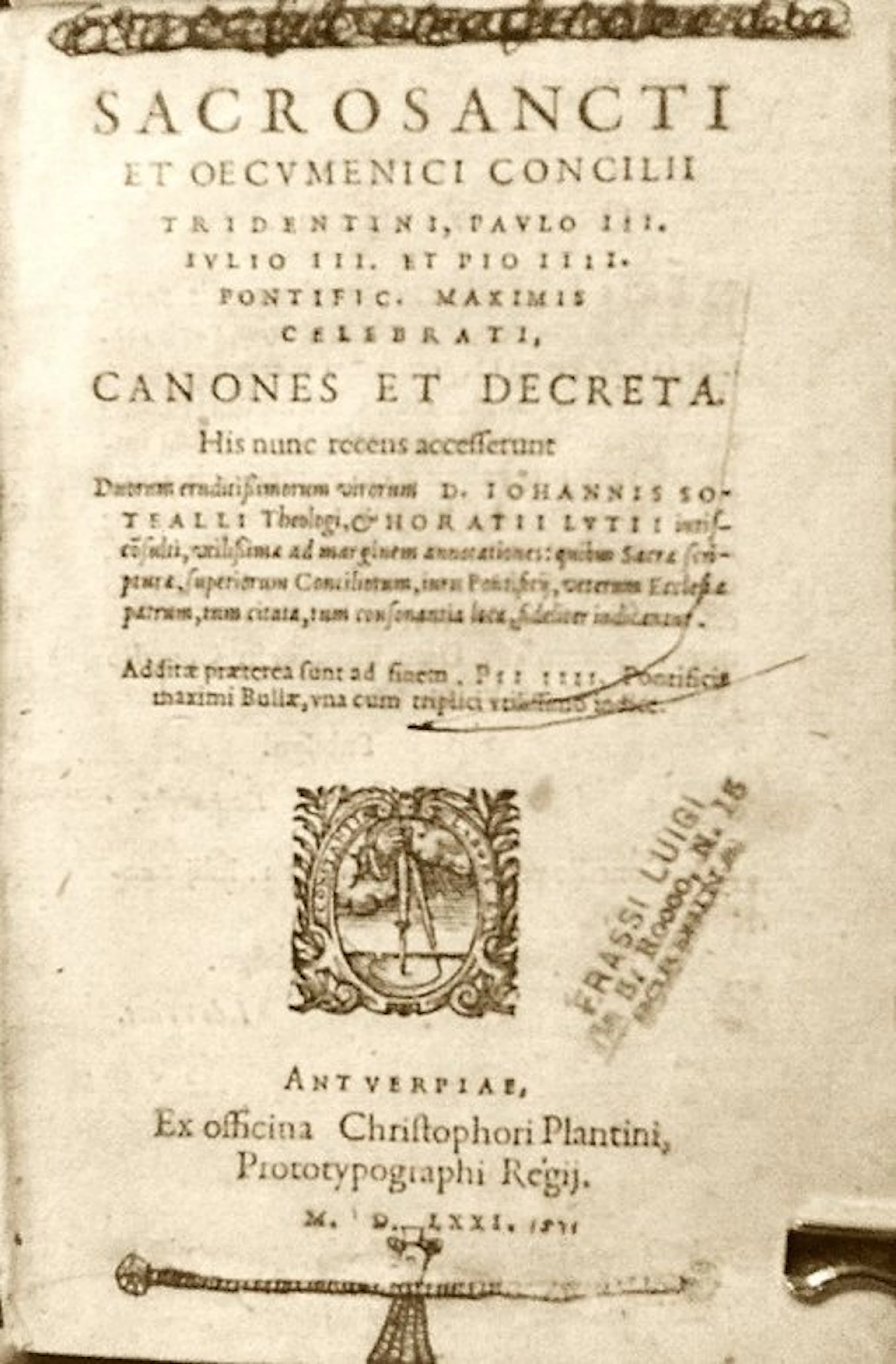 Anonimo. - Concilii Tridentini Canones et Decreta - 1571