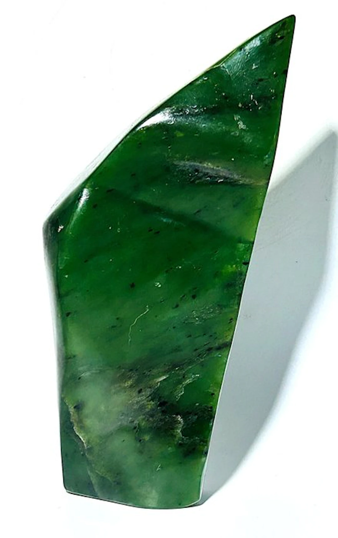 Rare Deep Green Nephrite Jade Freeform Sculpture –...