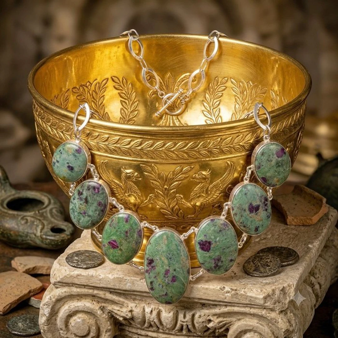 Ruby - Ruby in Zoisite necklace - Necklace - Ruby in Zoisite