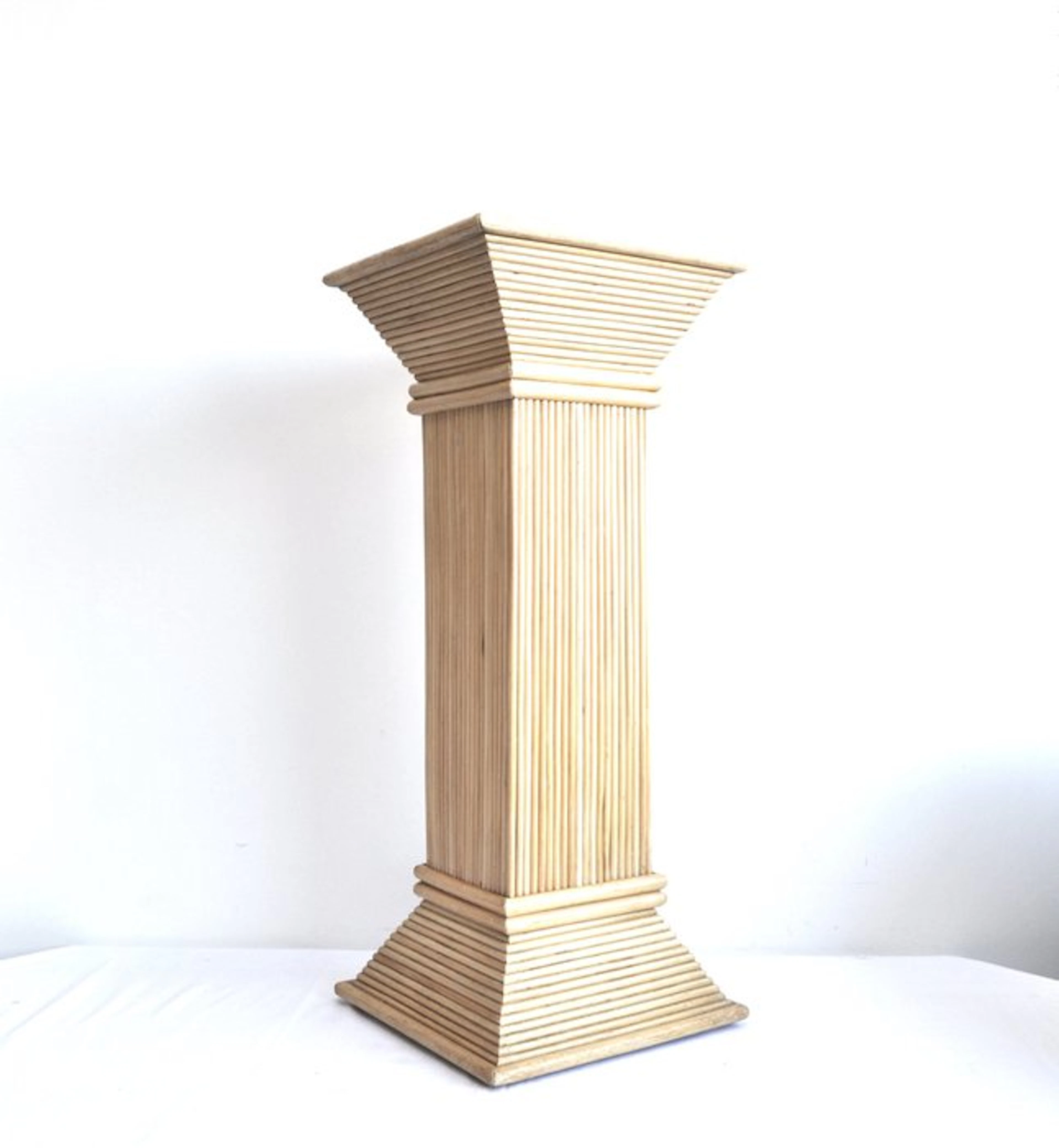Stand - Rattan, Wood - Vintage rattan/bamboo pedestal - flower stand/column