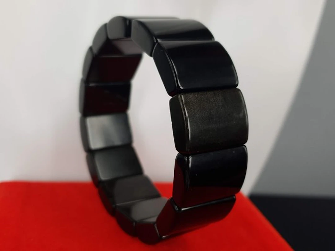 Natural Gold Sheen Obsidian Length 17 cm - 18 cm / Free Shipping - Bracelet